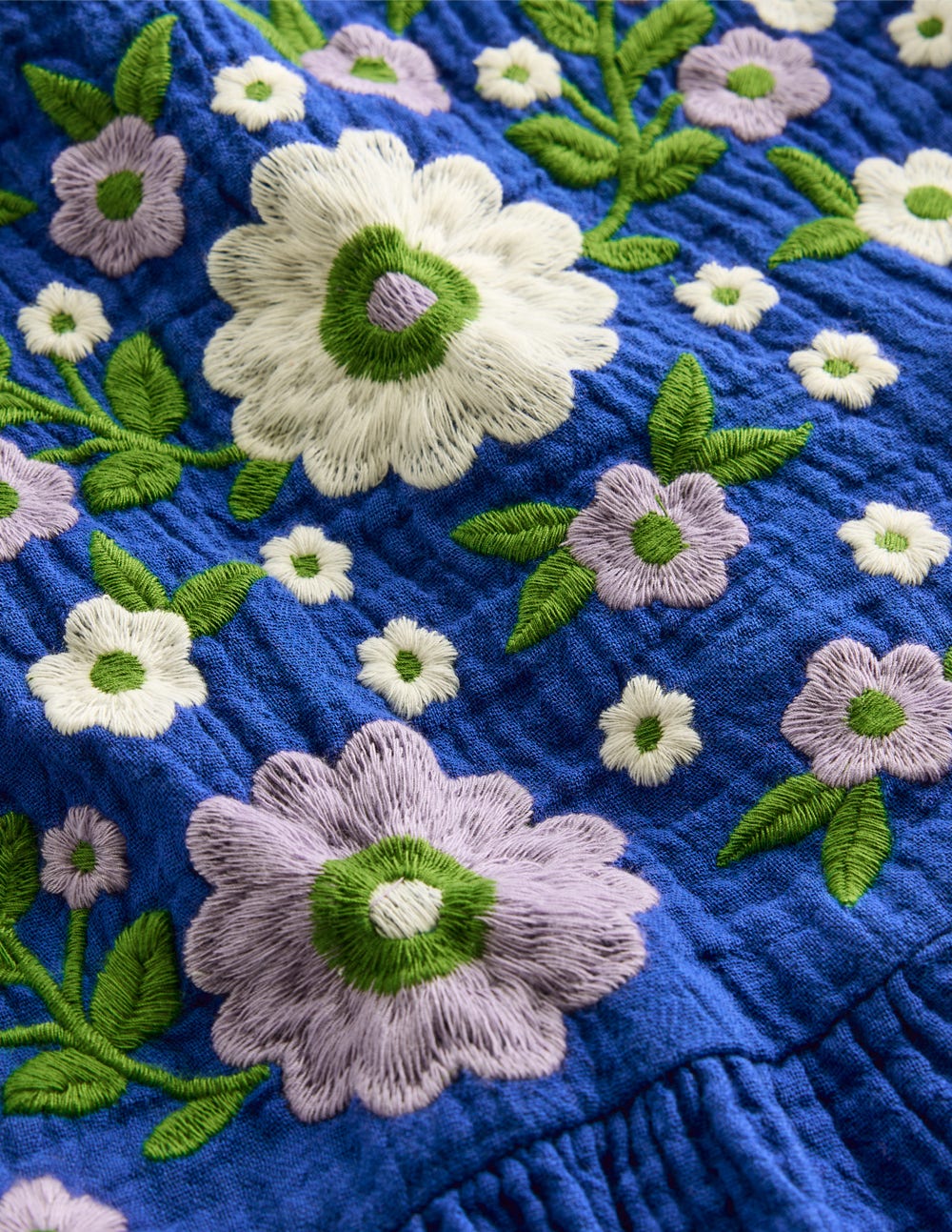 Tiered Doublecloth Dress-Bright Blue Embroidered - Image 6