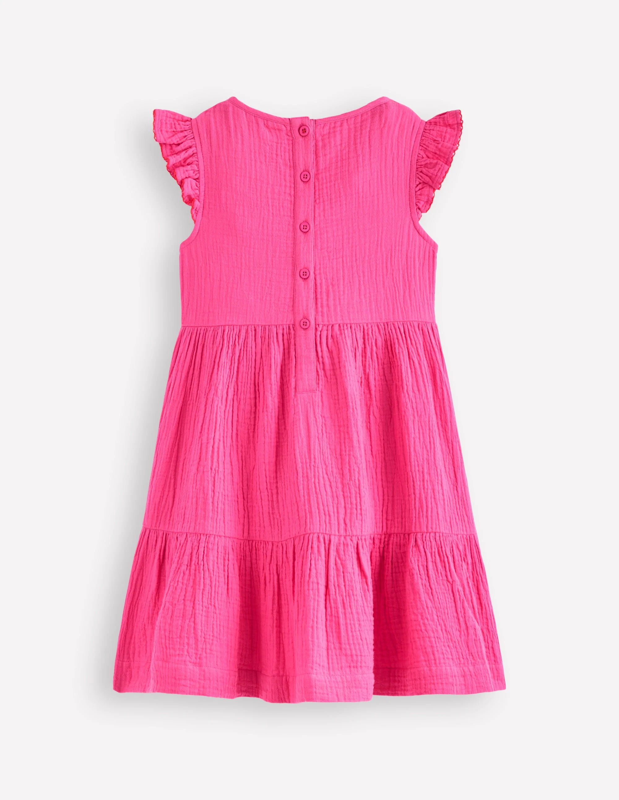Tiered Doublecloth Dress-Sorbet Pink Embroidered - Image 2