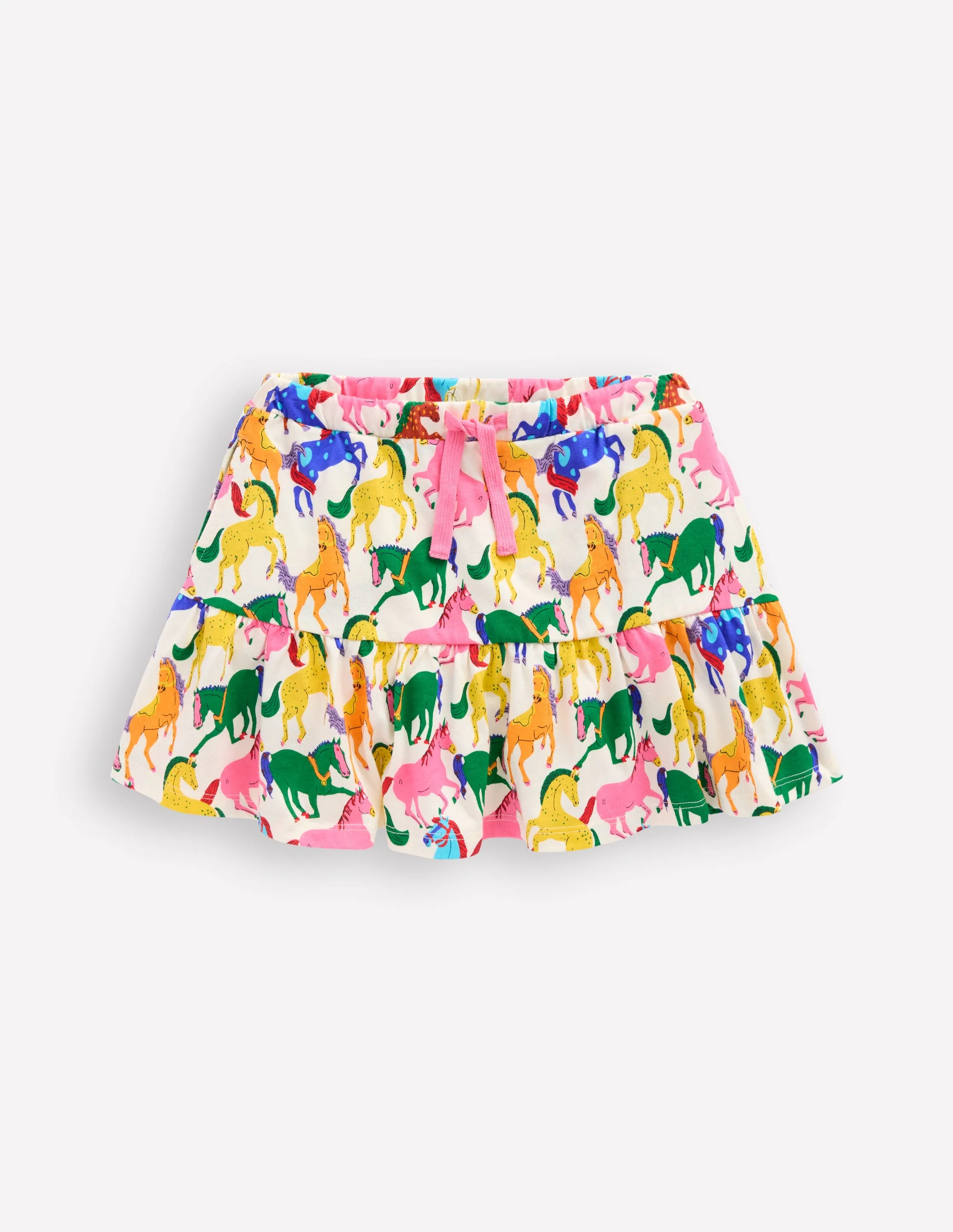 Tiered Jersey Skort-Multi Rainbow Horse