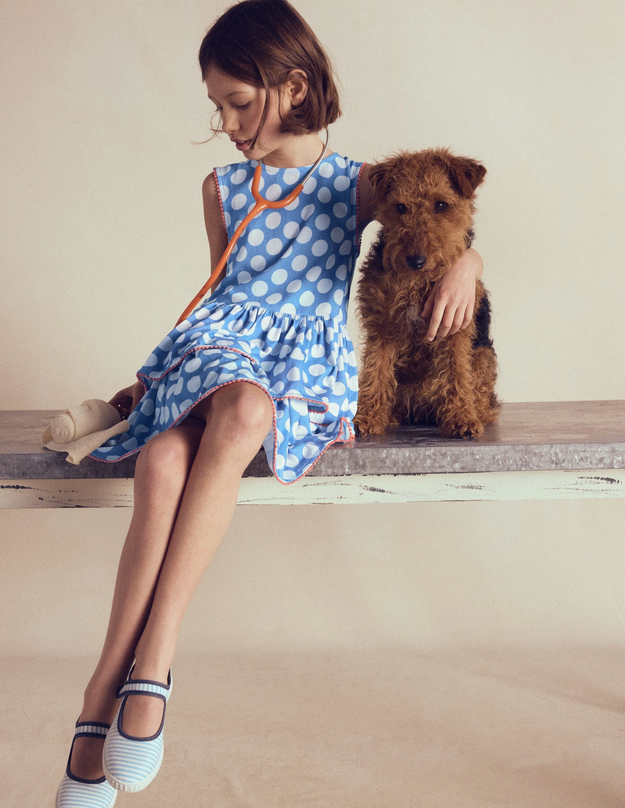 Tiered Jersey Sundress-Blue Spot - Image 4