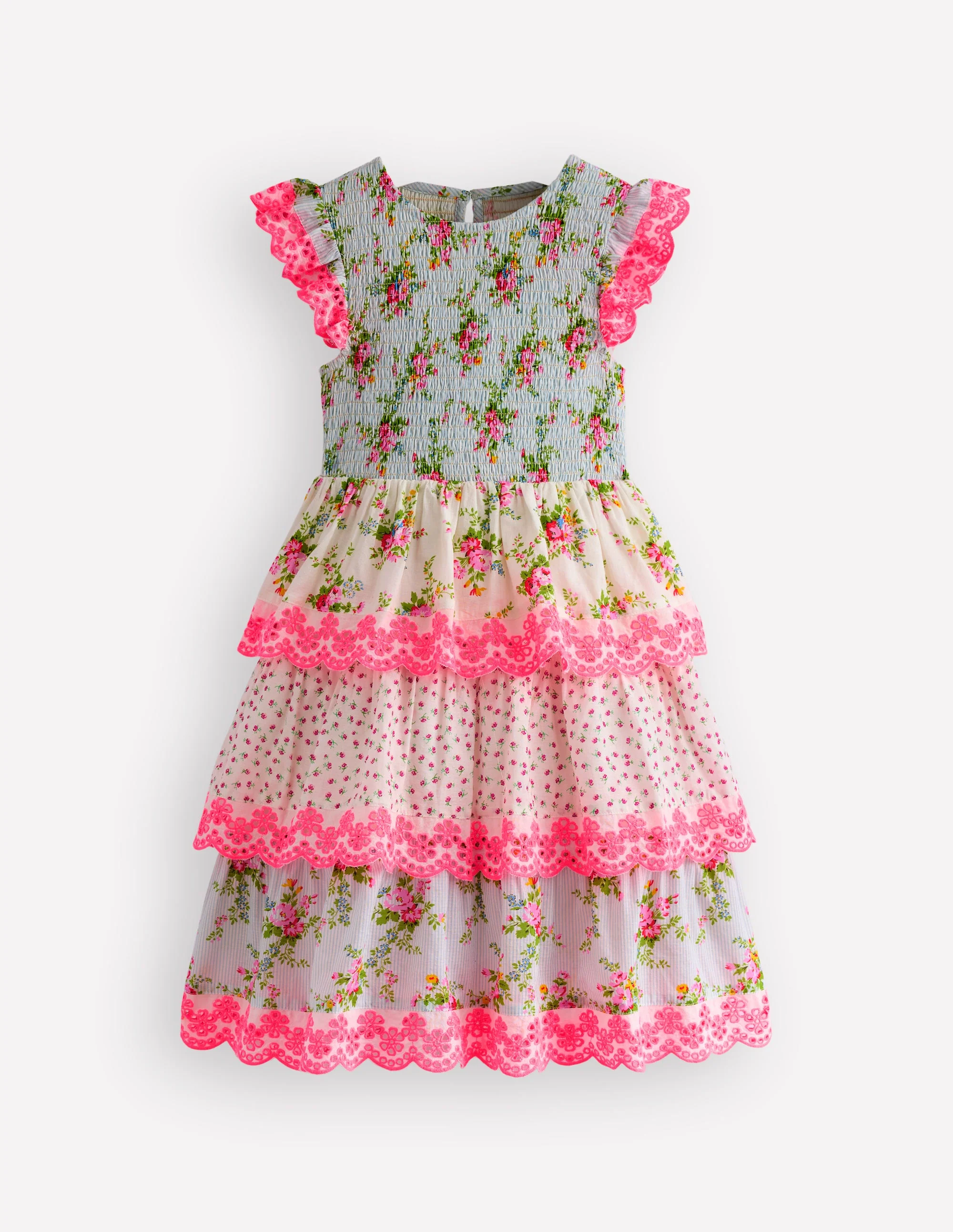 Tiered Lace Trim Dress-Festival Pink Ditsy Rose - Image 2
