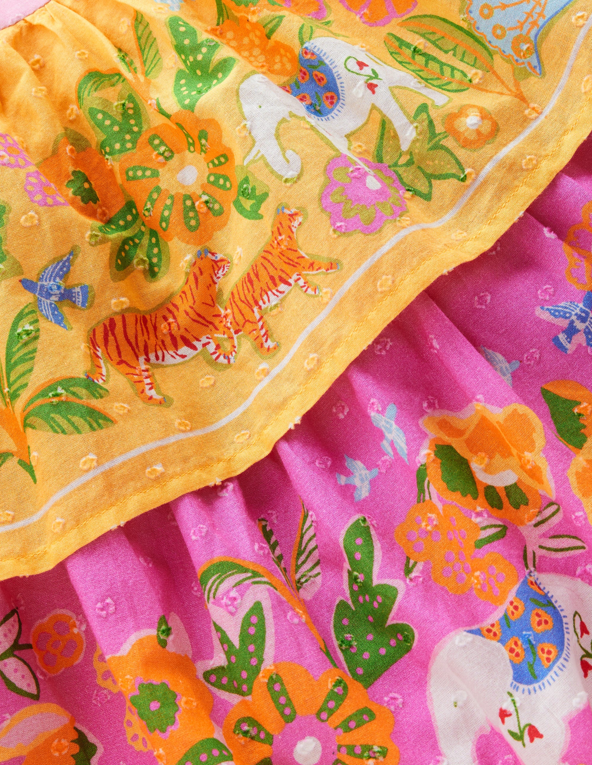 Tiered Ruffle Woven Dress-Sunflower Yellow Jungle Animal - Image 4
