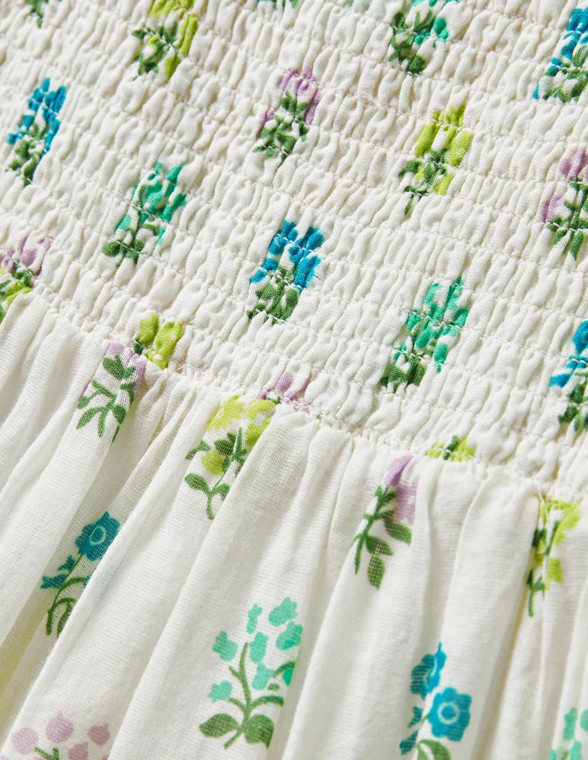 Tiered Sun Dress-Ivory/ Blue Woodblock - Image 3