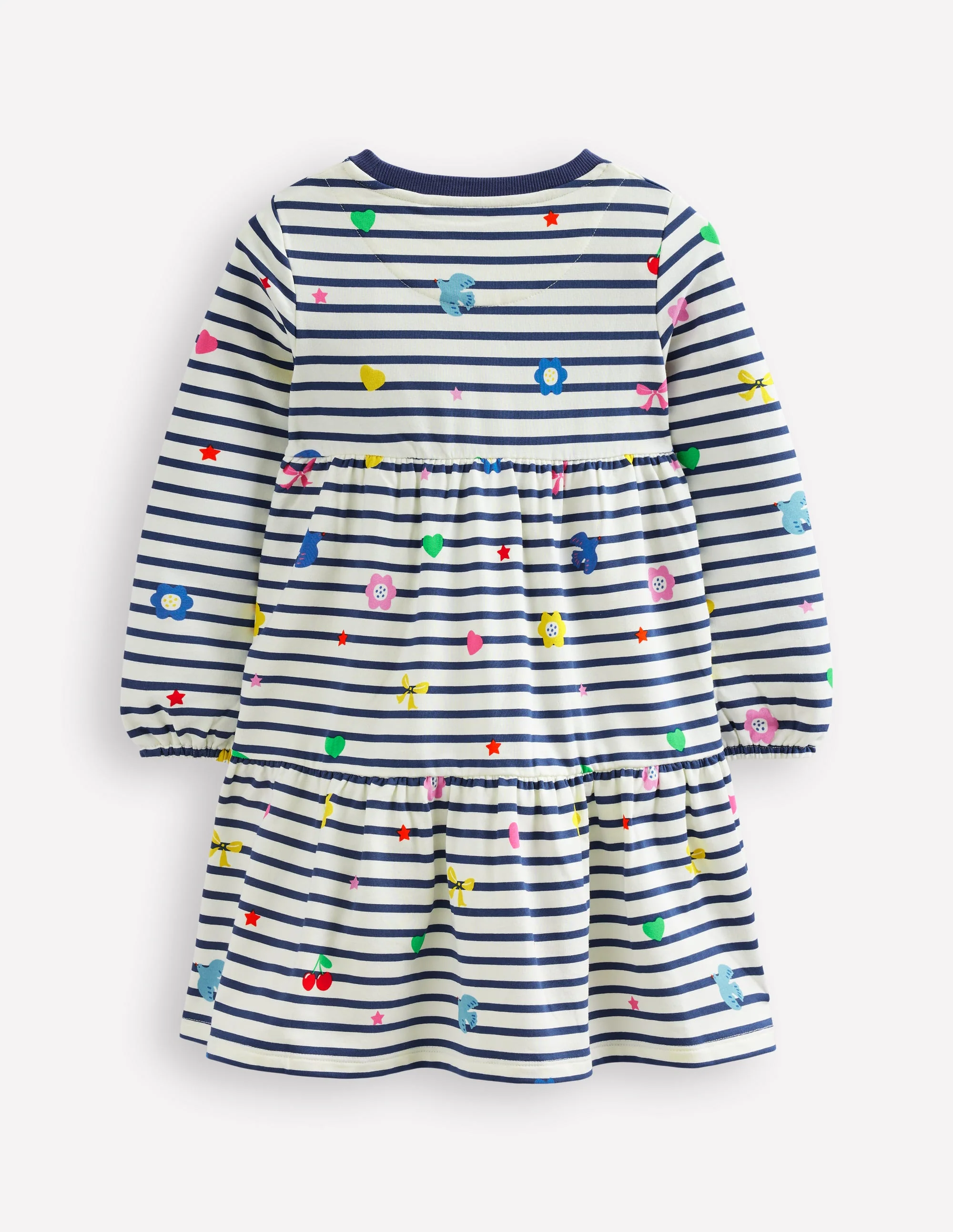 Tiered Sweatshirt Dress-Navy/ Ivory Stripe - Image 2