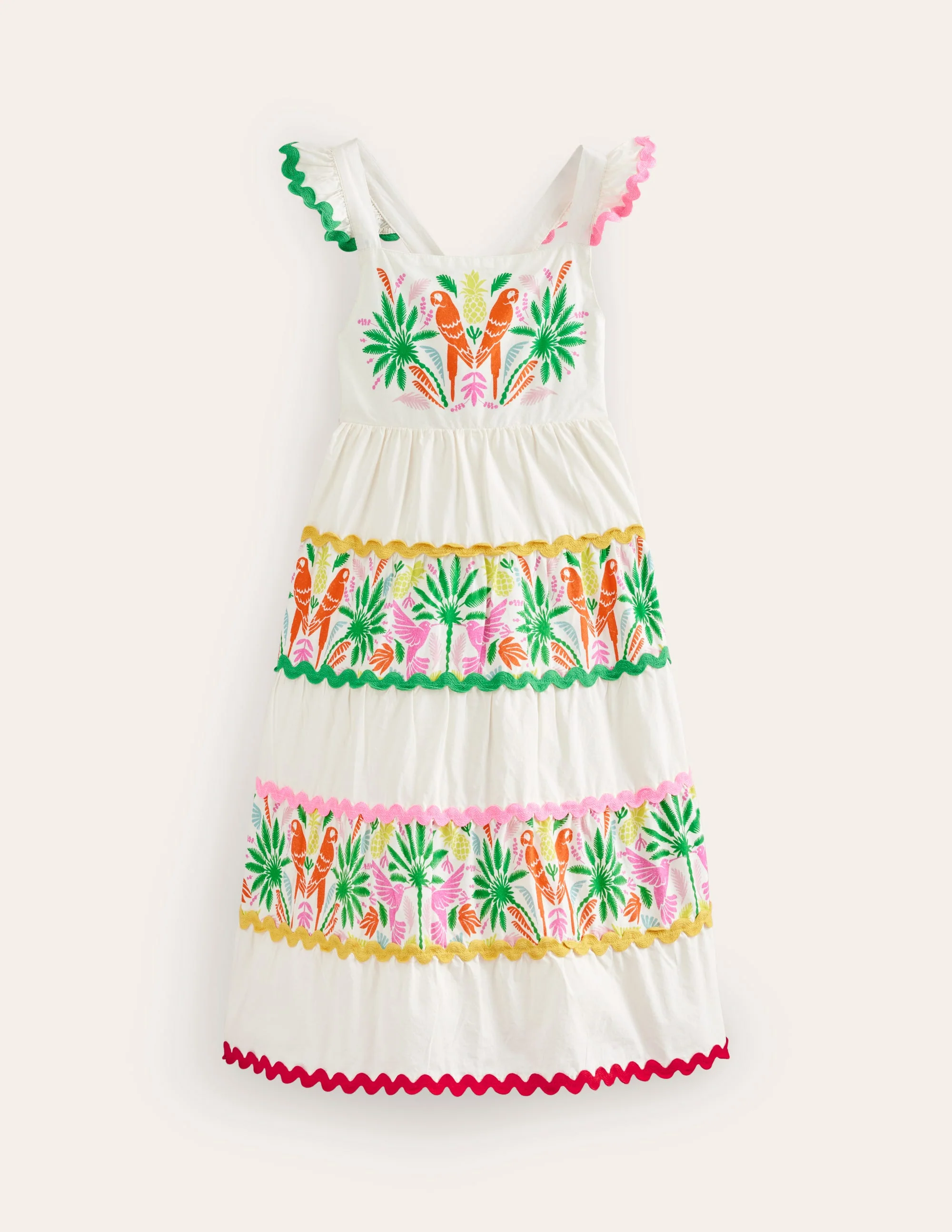 Tiered Twirly Ric Rac Dress-Multi Rainbow Palm - Image 3