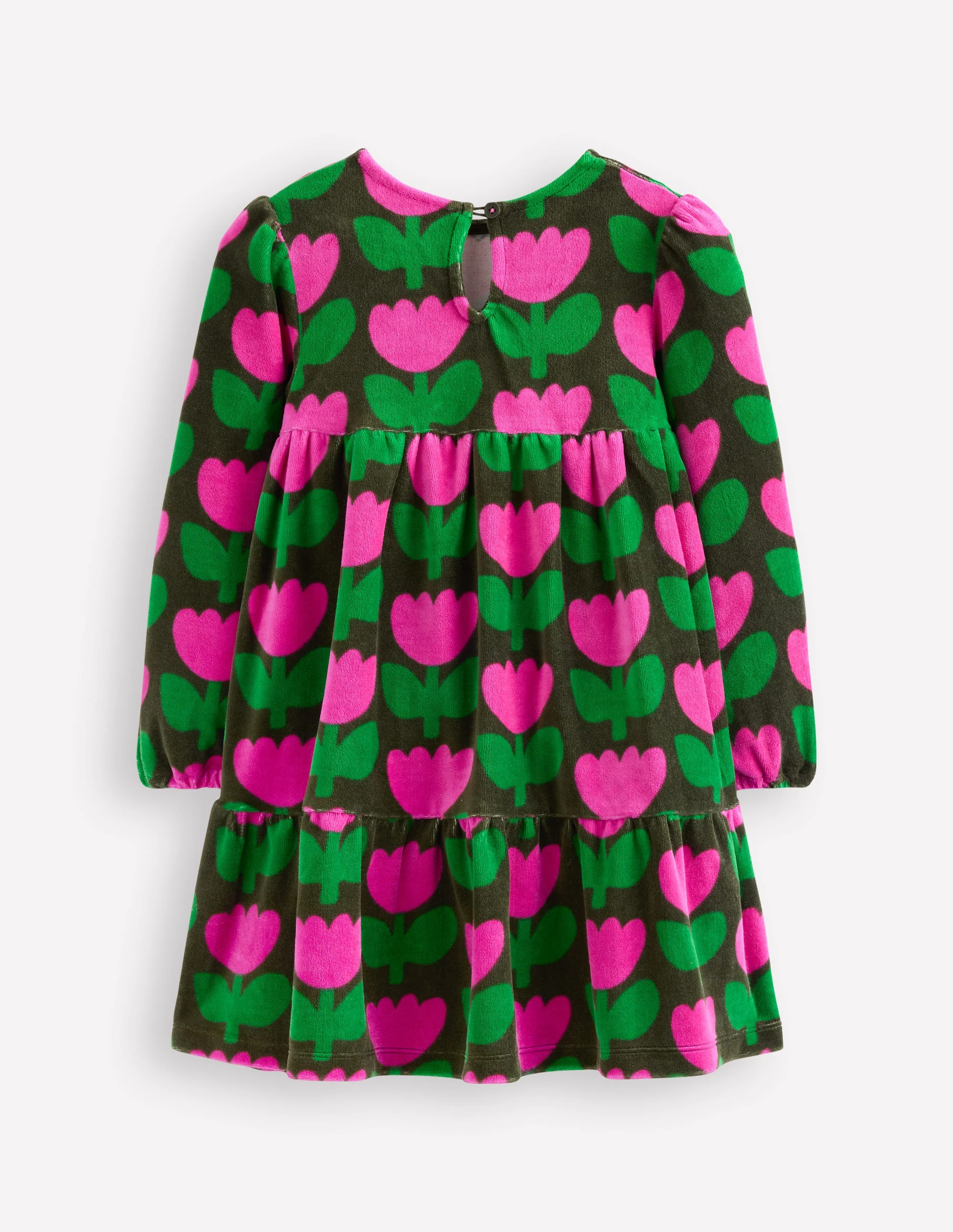 Tiered Velour Dress-Classic Khaki Tulip - Image 2