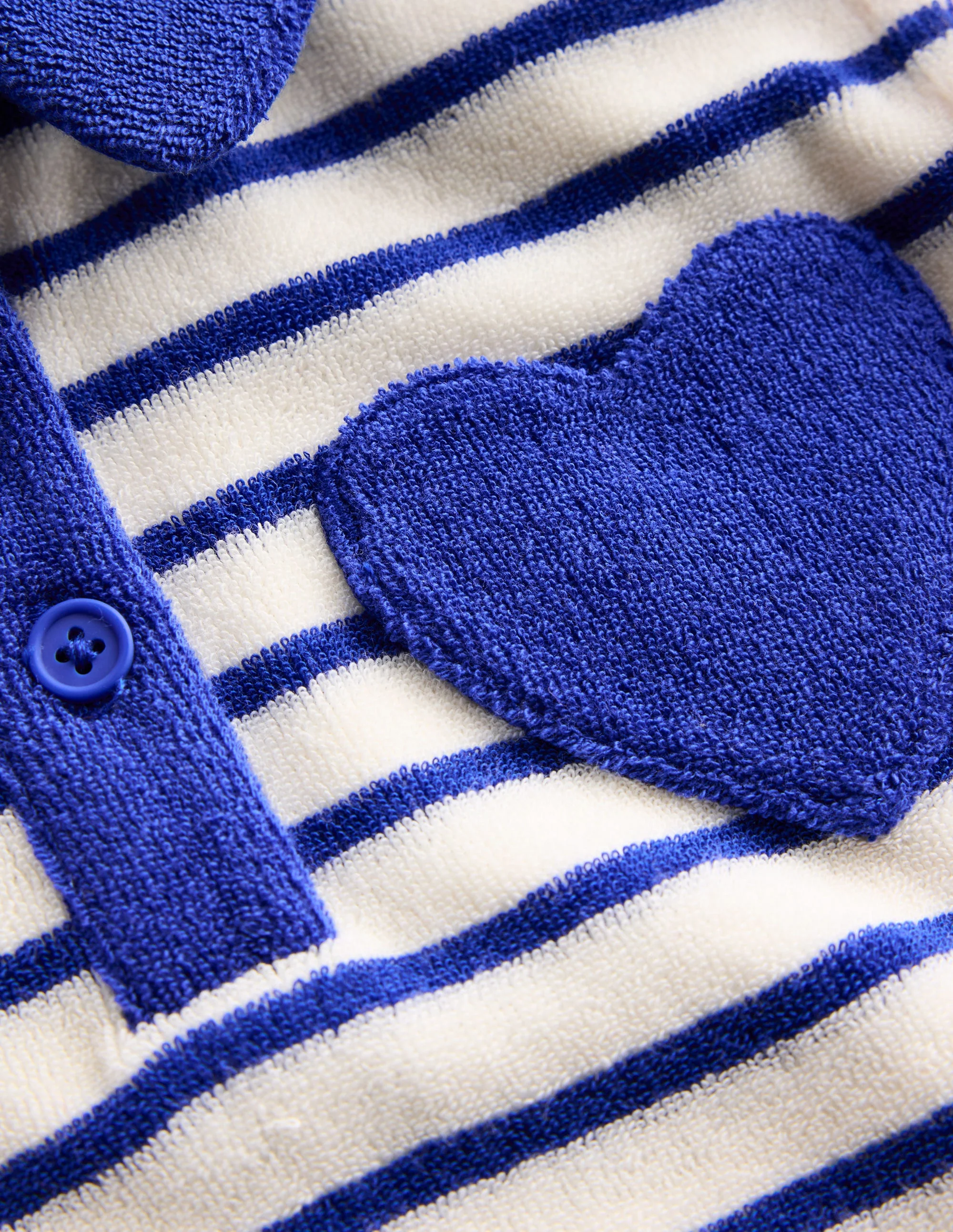 Towelling Polo Dress-Starboard Navy/ Ivory Stripe - Image 3