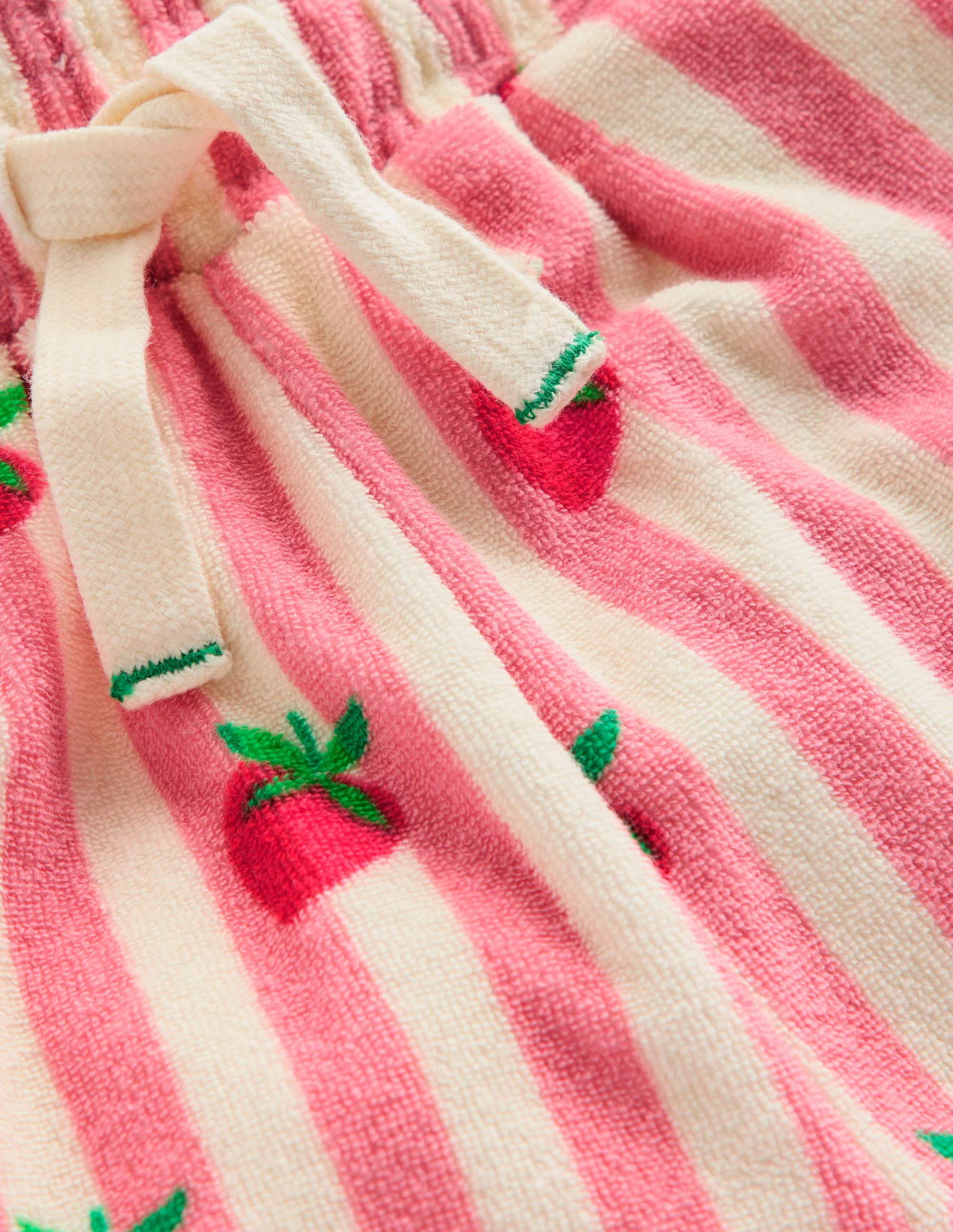 Towelling Ruffle Shorts-Strawberry Stripe - Image 3
