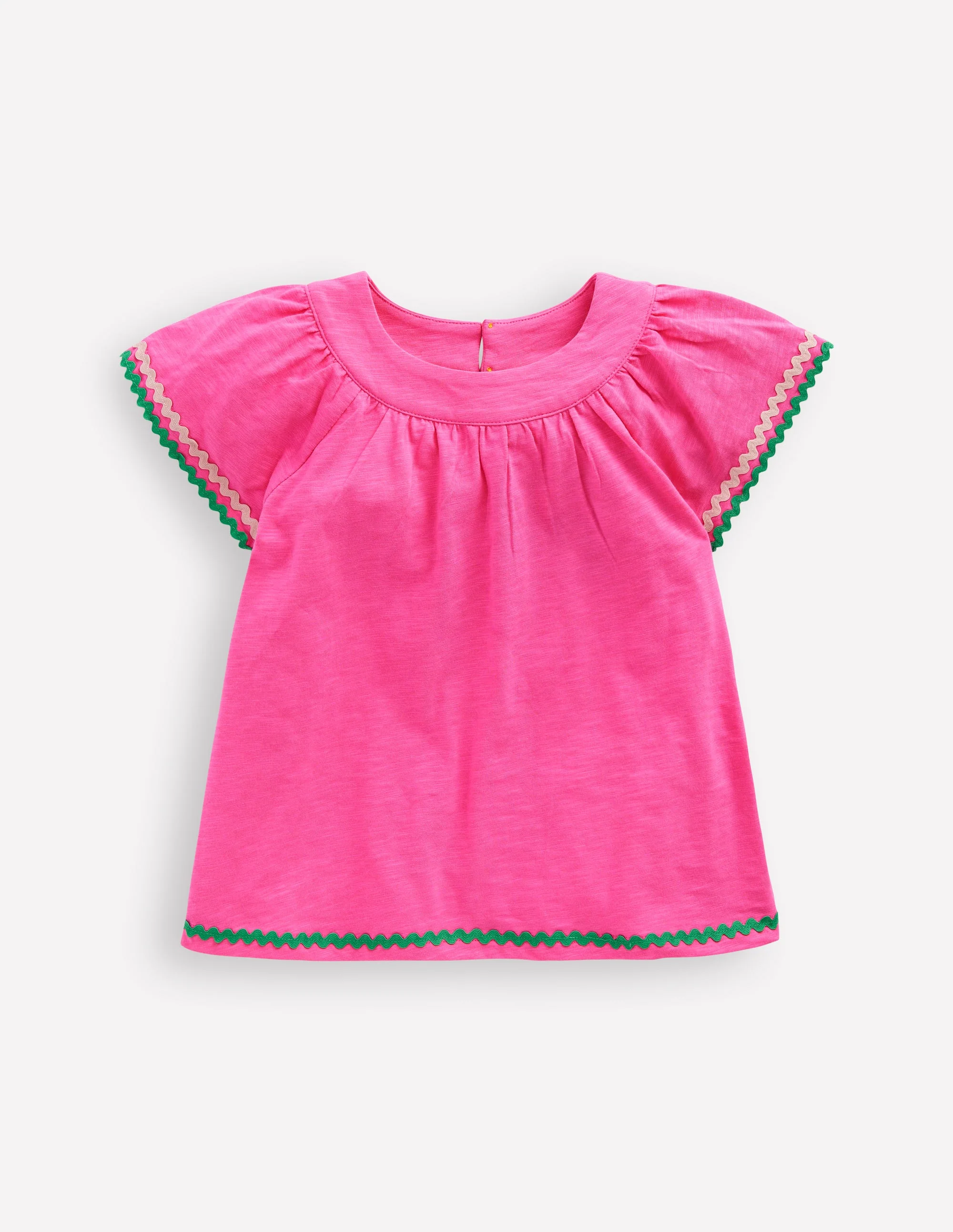 Trim Detail Pretty Top-Sorbet Pink