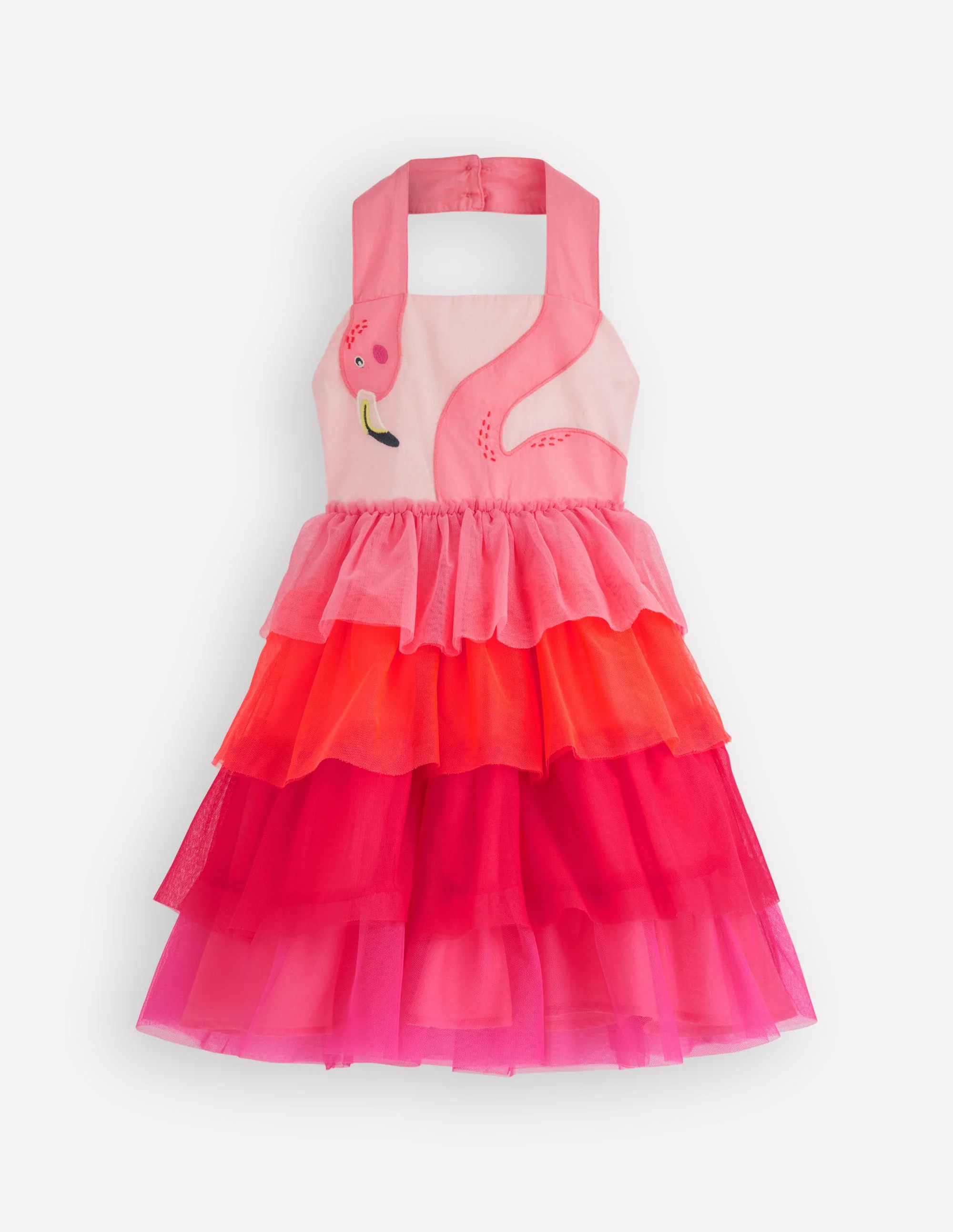 Tulle Mix Logo Dress-Salmon Pink Flamingo