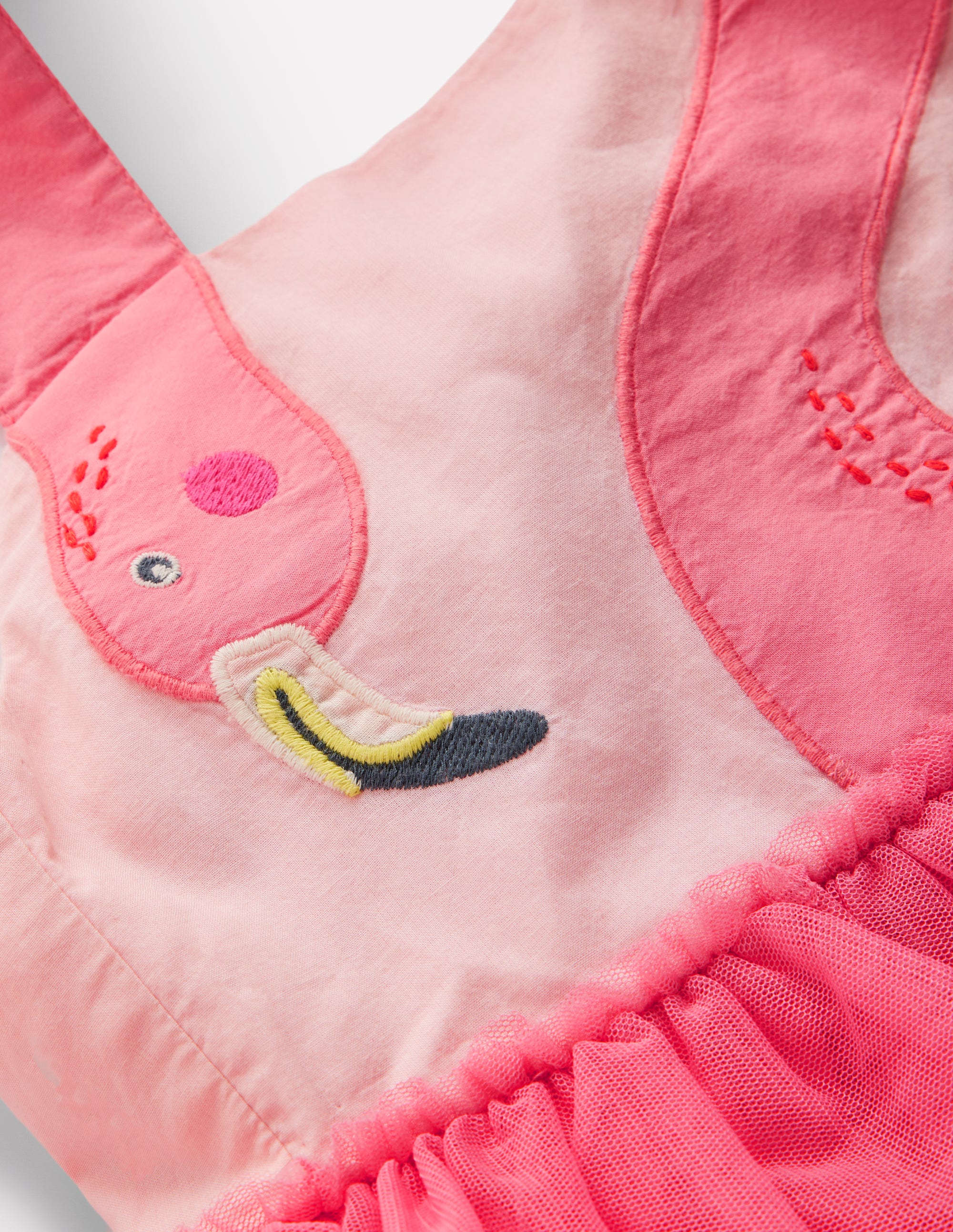 Tulle Mix Logo Dress-Salmon Pink Flamingo - Image 3