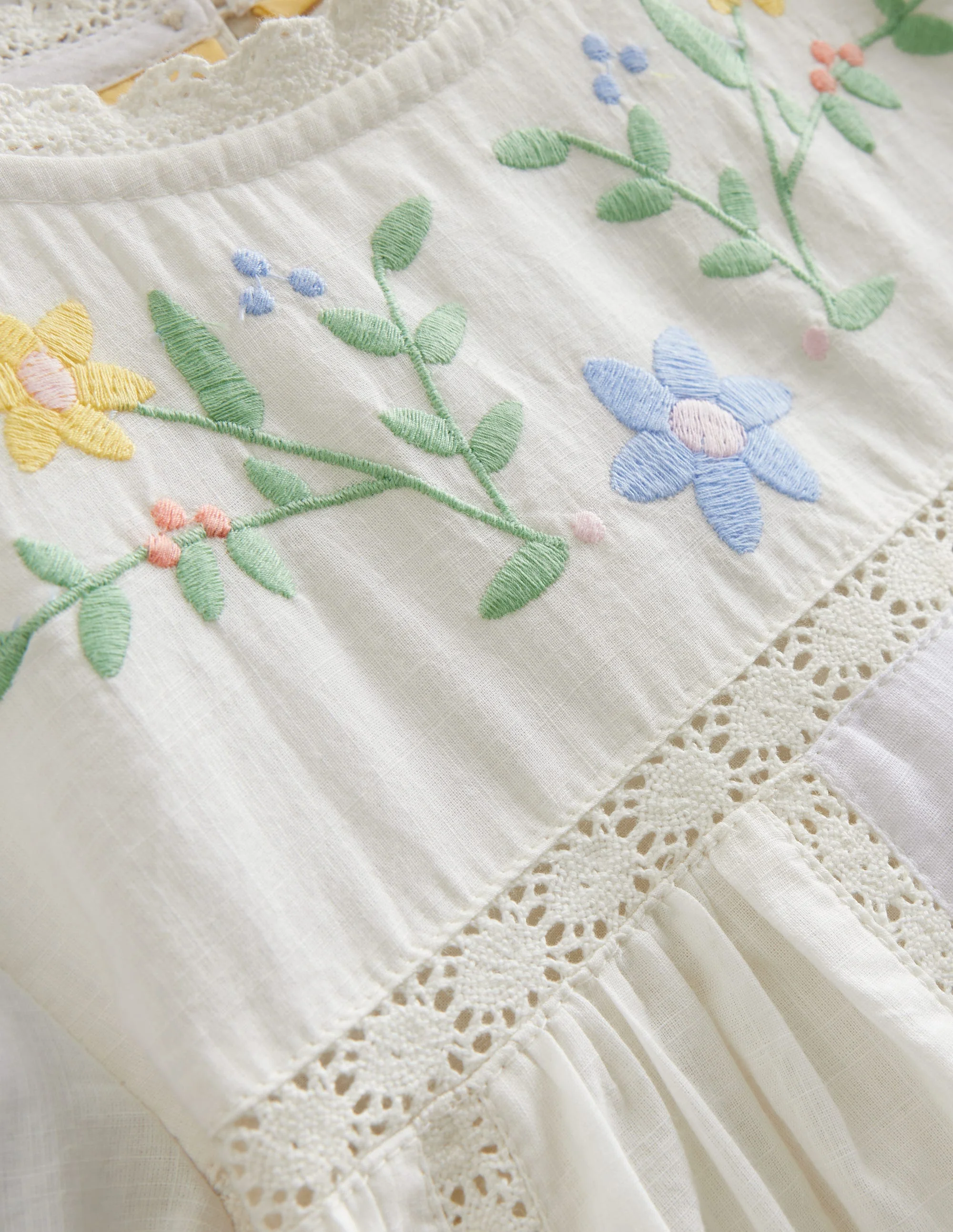 Twirly Embroidered Dress-Ivory Flowers - Image 3