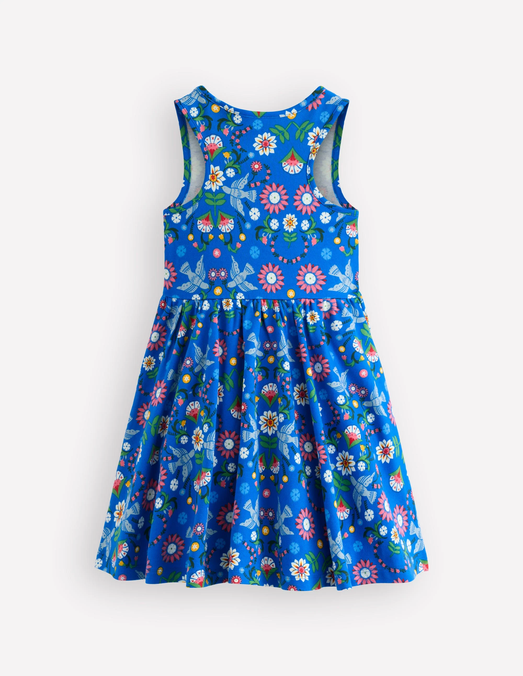 Twirly Jersey Dress-Kingfisher Blue Bird Floral - Image 2
