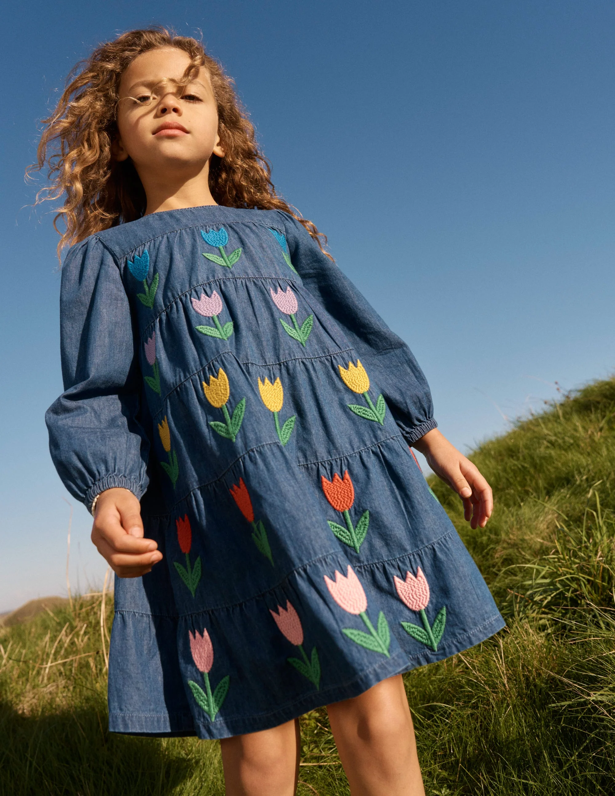 Twirly Woven Dress-Mid Vintage Tulips - Image 4