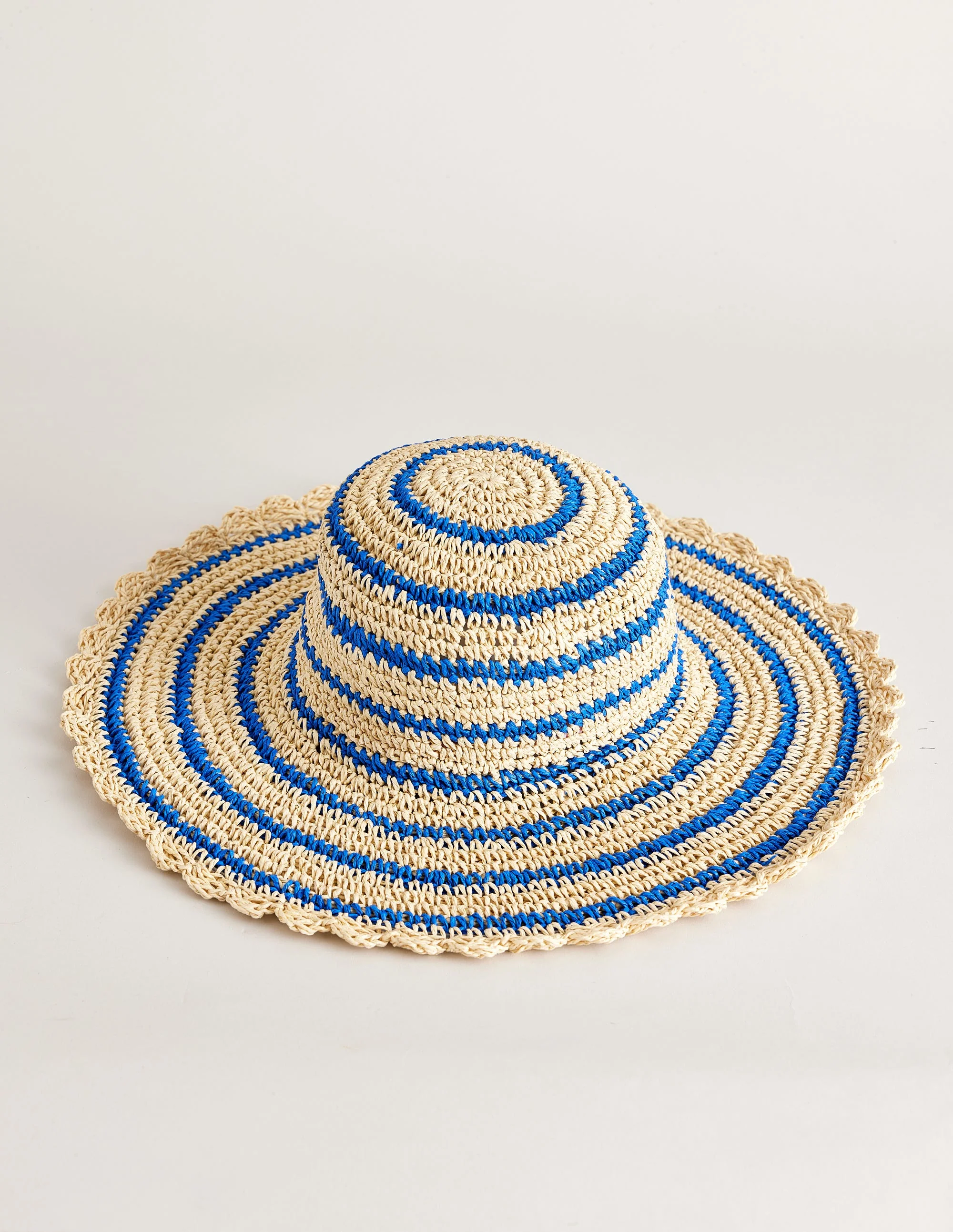 Twisted Straw Hat-Blue Stripe
