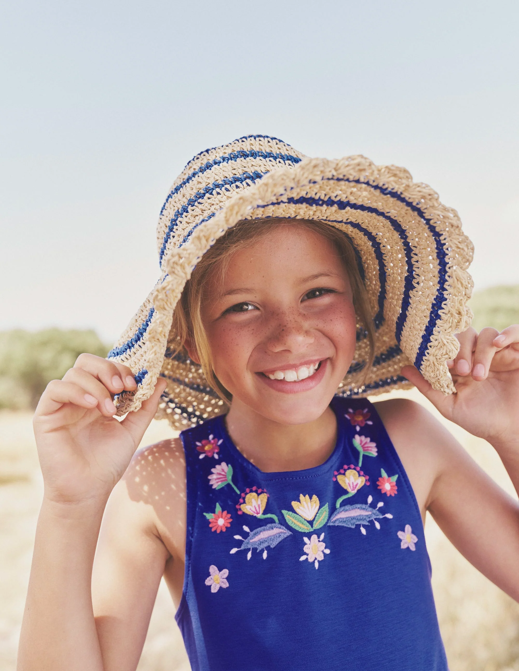Twisted Straw Hat-Blue Stripe - Image 3