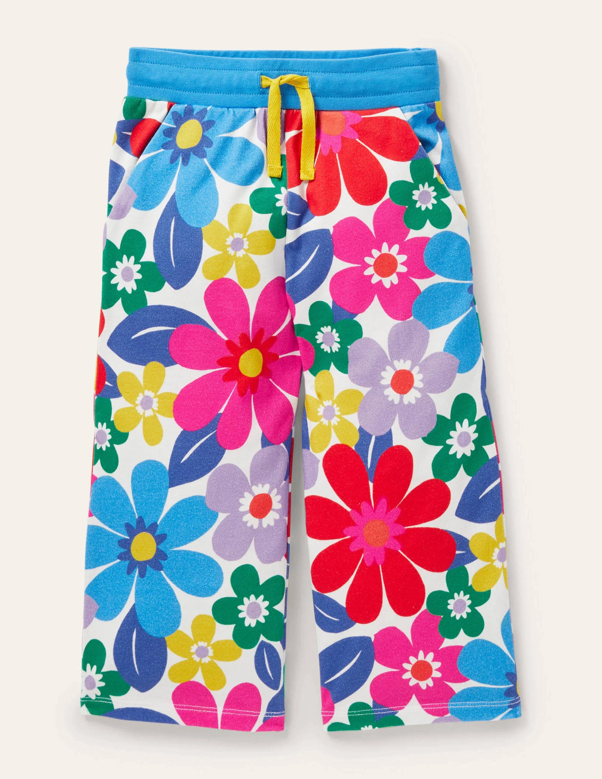 Wide Leg Jersey Pants-Multi Surf Floral