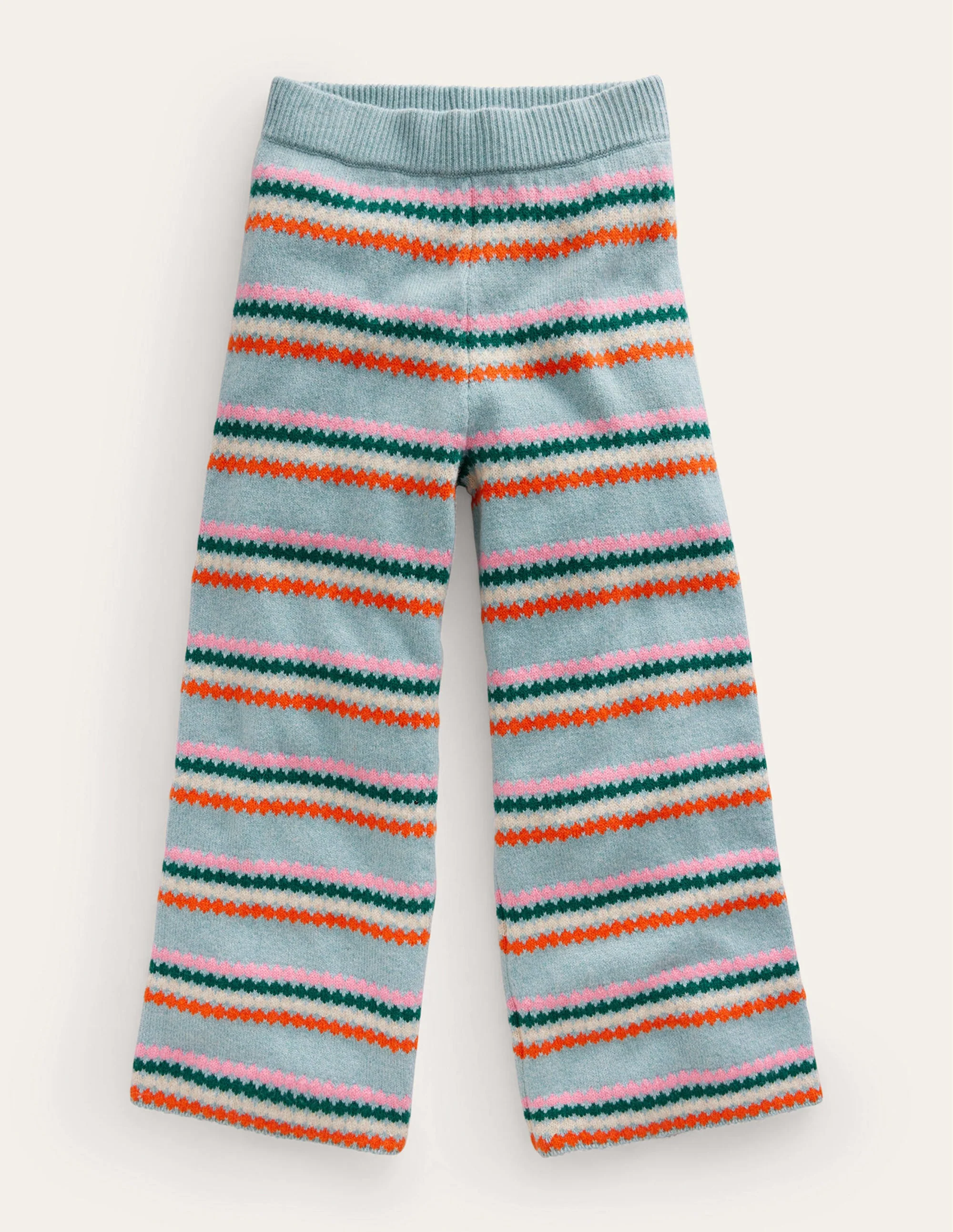 Wide Leg Knitted Pants-Dusk Blue Stripe
