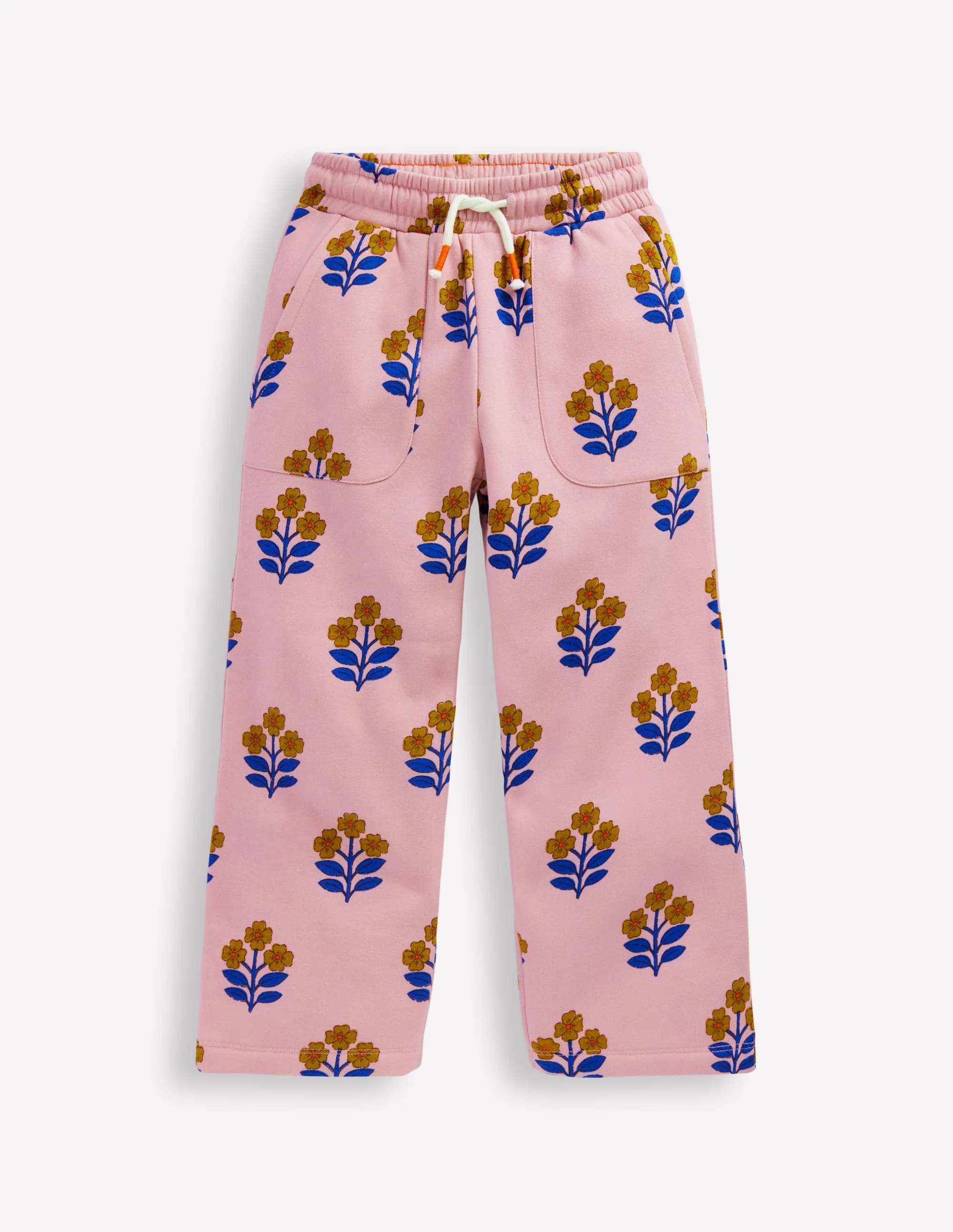 Wide Leg Printed Sweatpants-Formica Pink Woodblock Flower - Image 5
