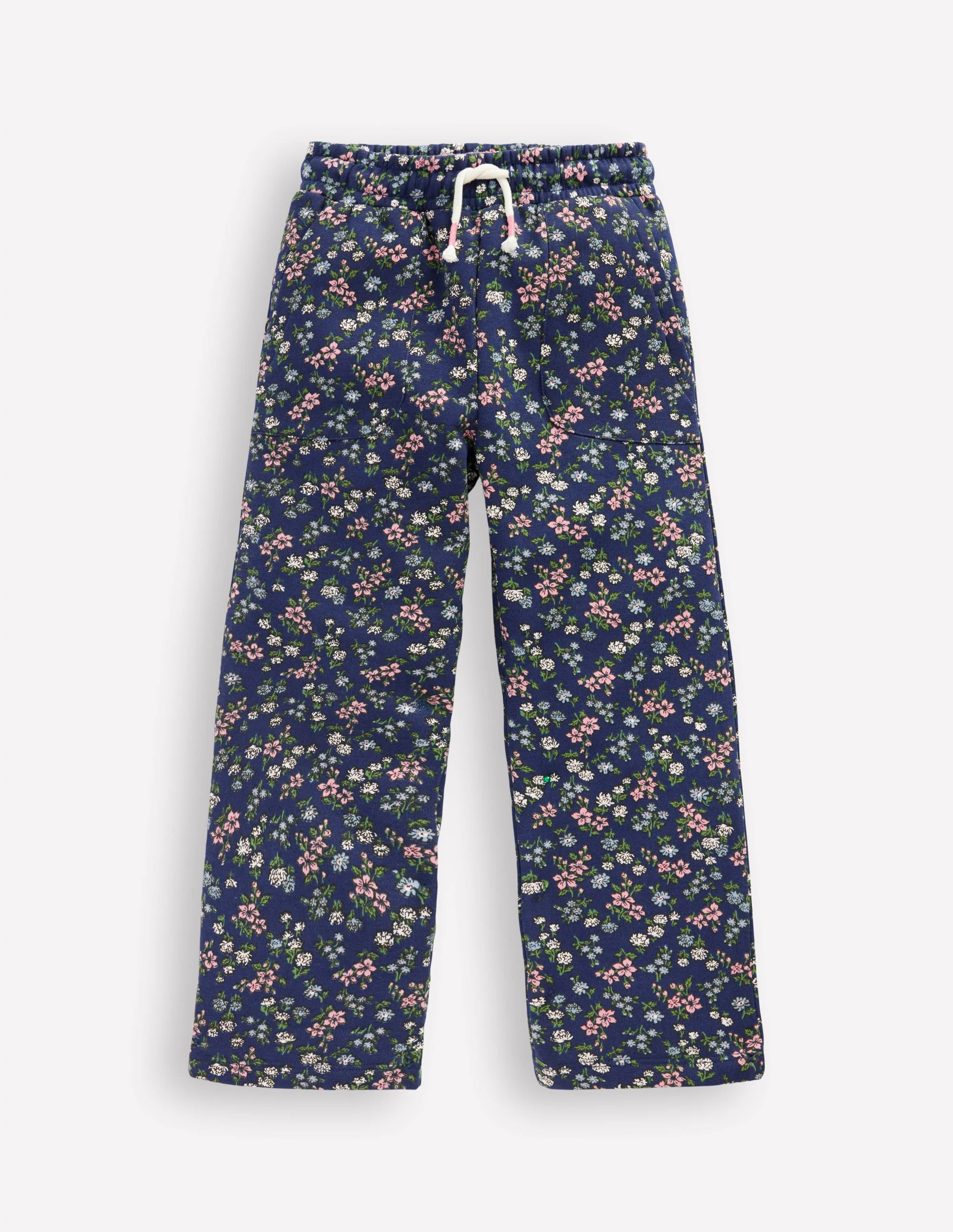 Wide Leg Printed Sweatpants-Starboard Blue Meadow Floral