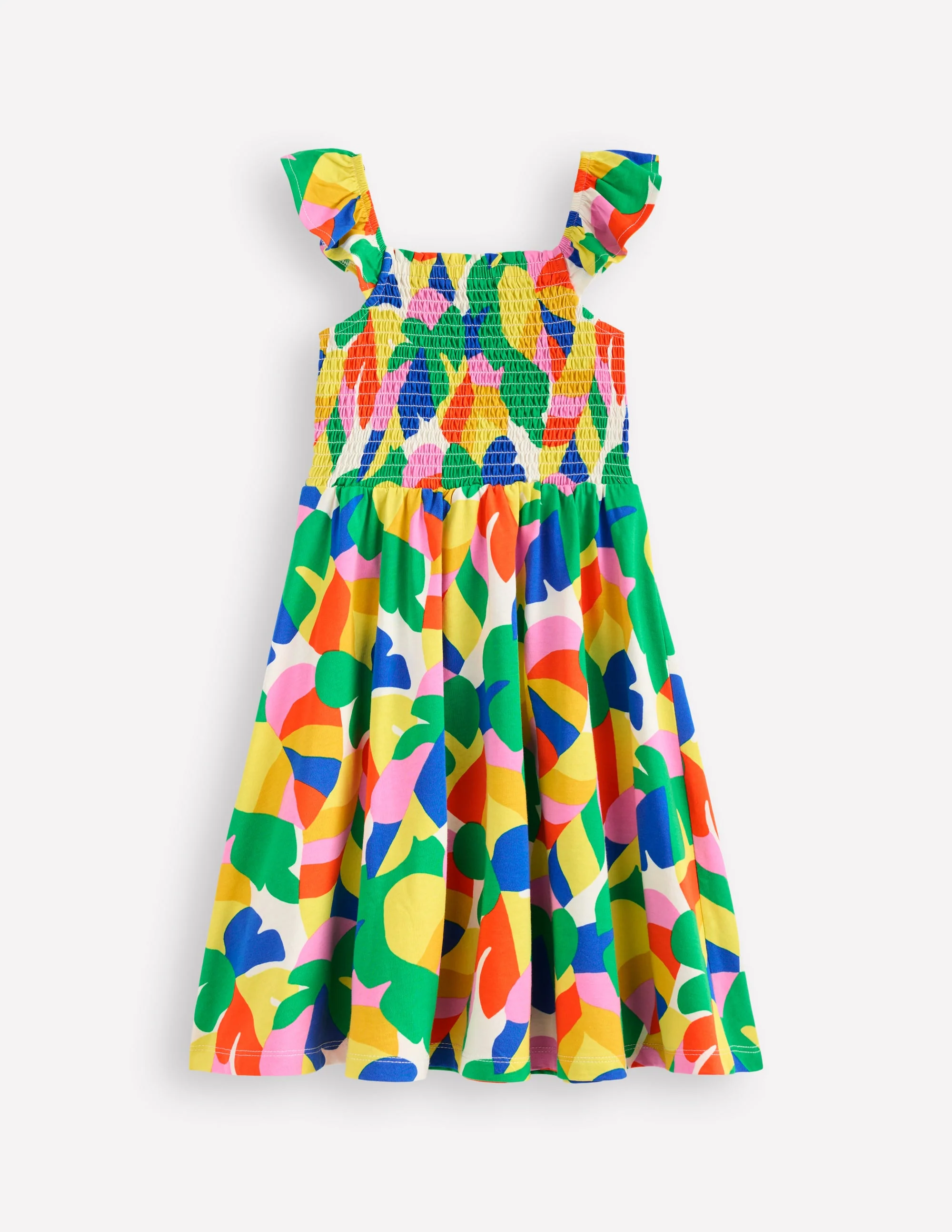Willa Shirred Jersey Dress-Multi Abstract Palm - Image 2