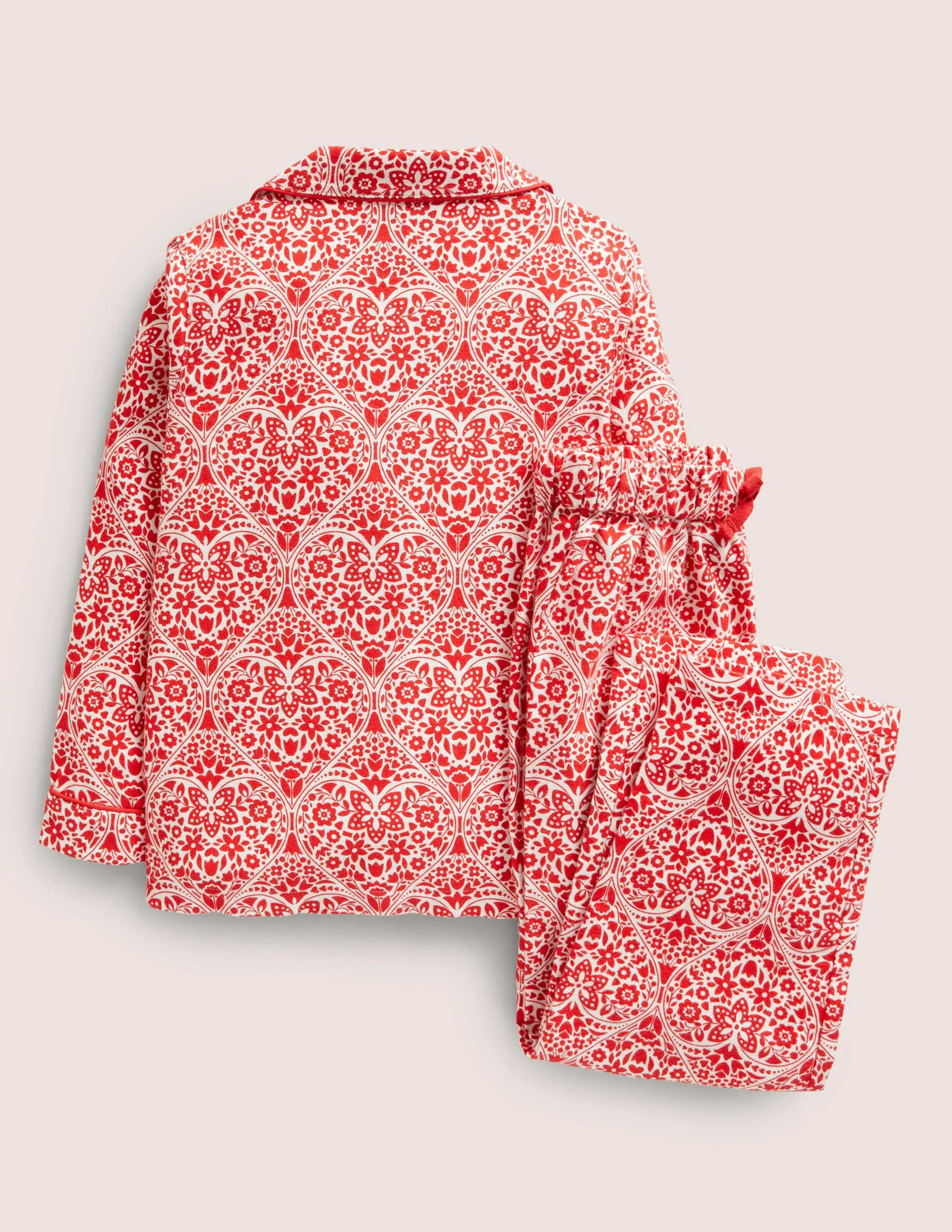 Woven Mini Me Pajama Set-Rockabilly Red Folk Hearts - Image 2
