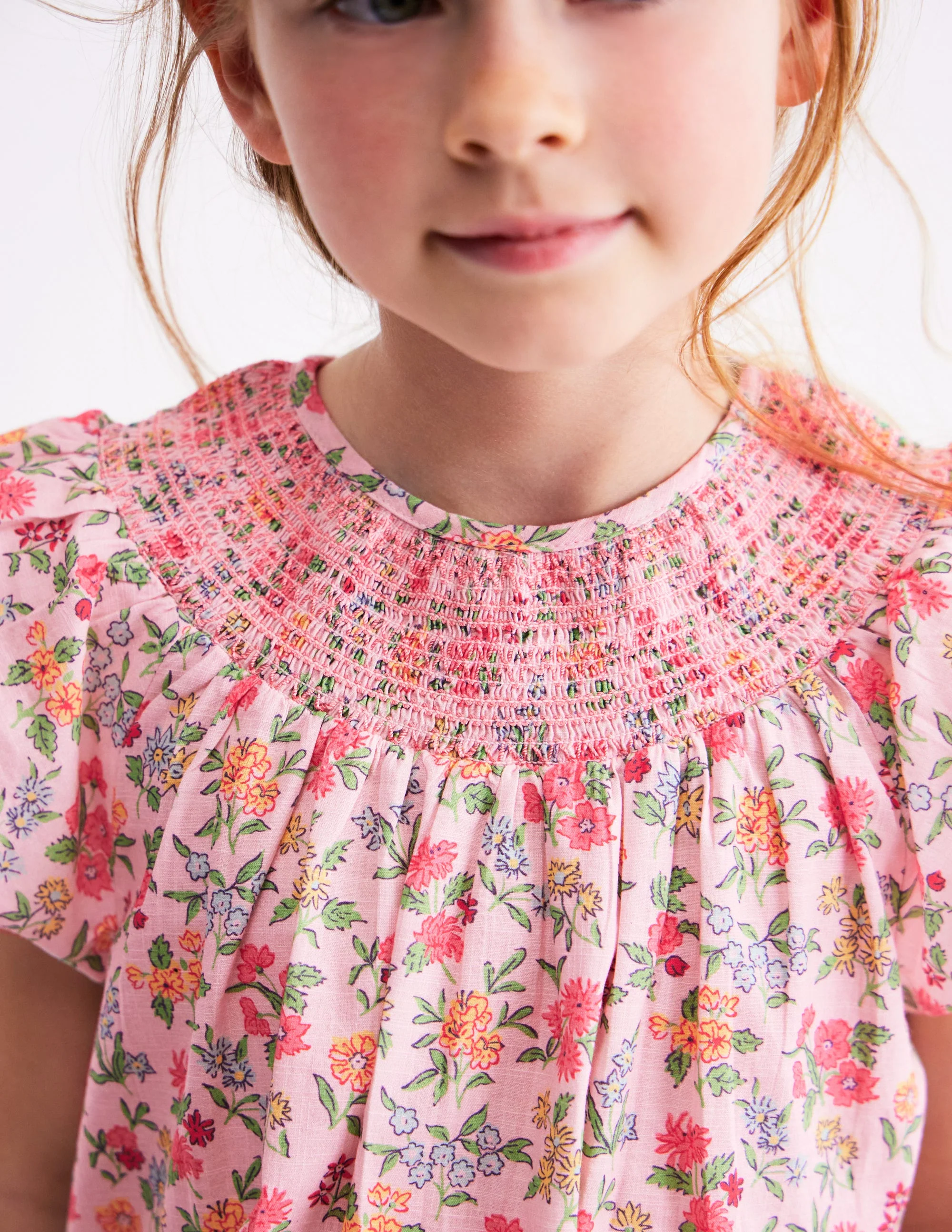 Woven Smocked Top-Chalk Pink Garden Ditsy - Image 2