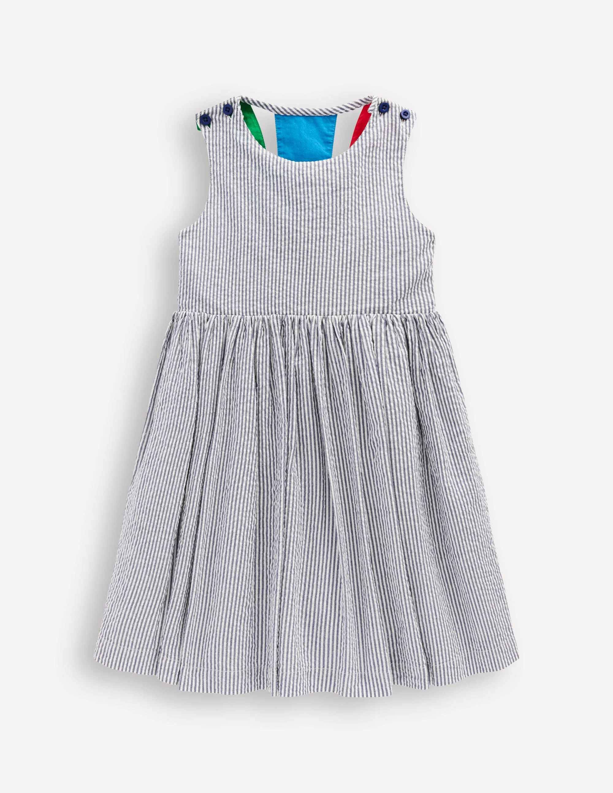 Zadie Applique Back Dress-Navy/ Ivory Stripe Sunray
