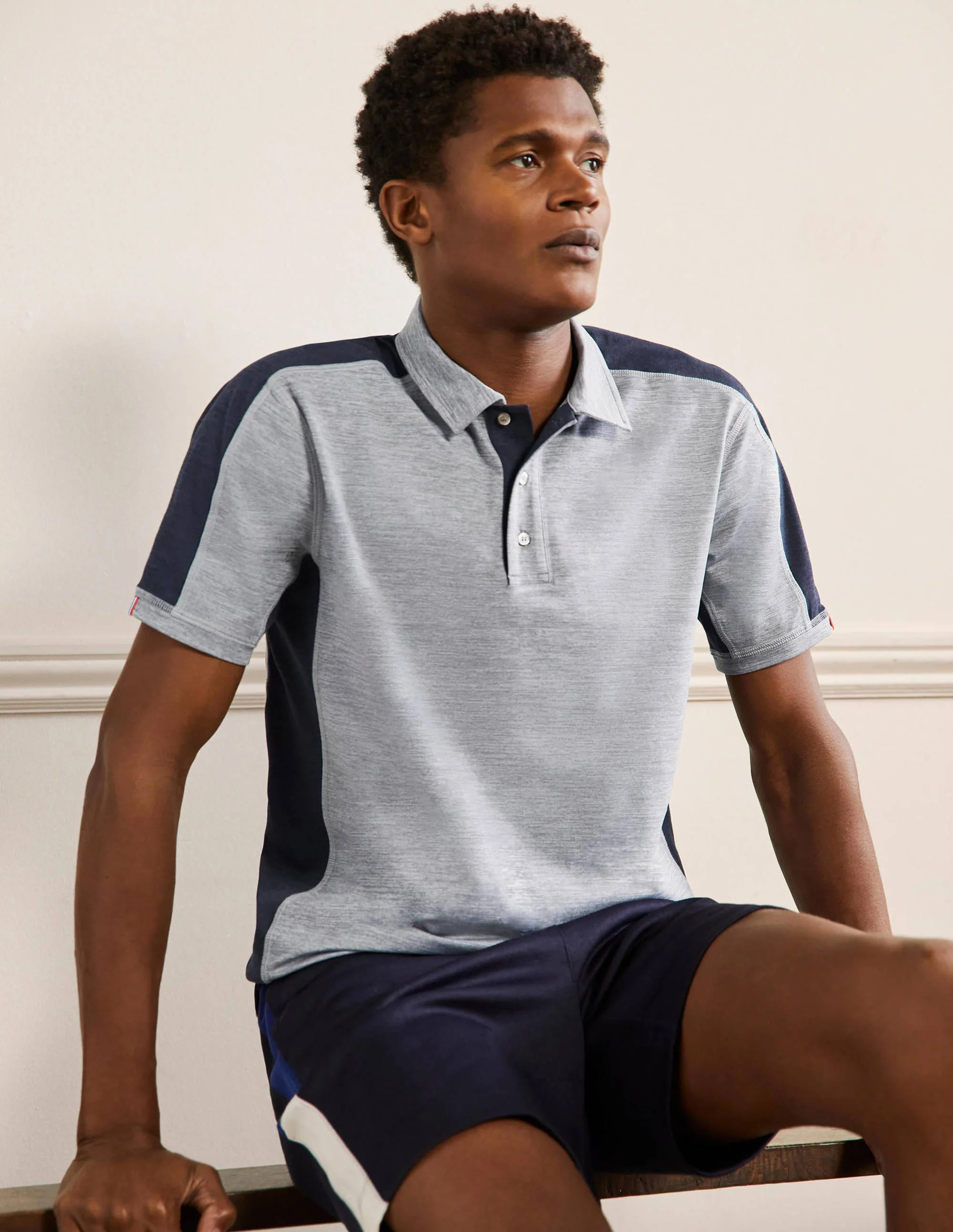 Active Polo Shirt-Grey Marl - Image 4