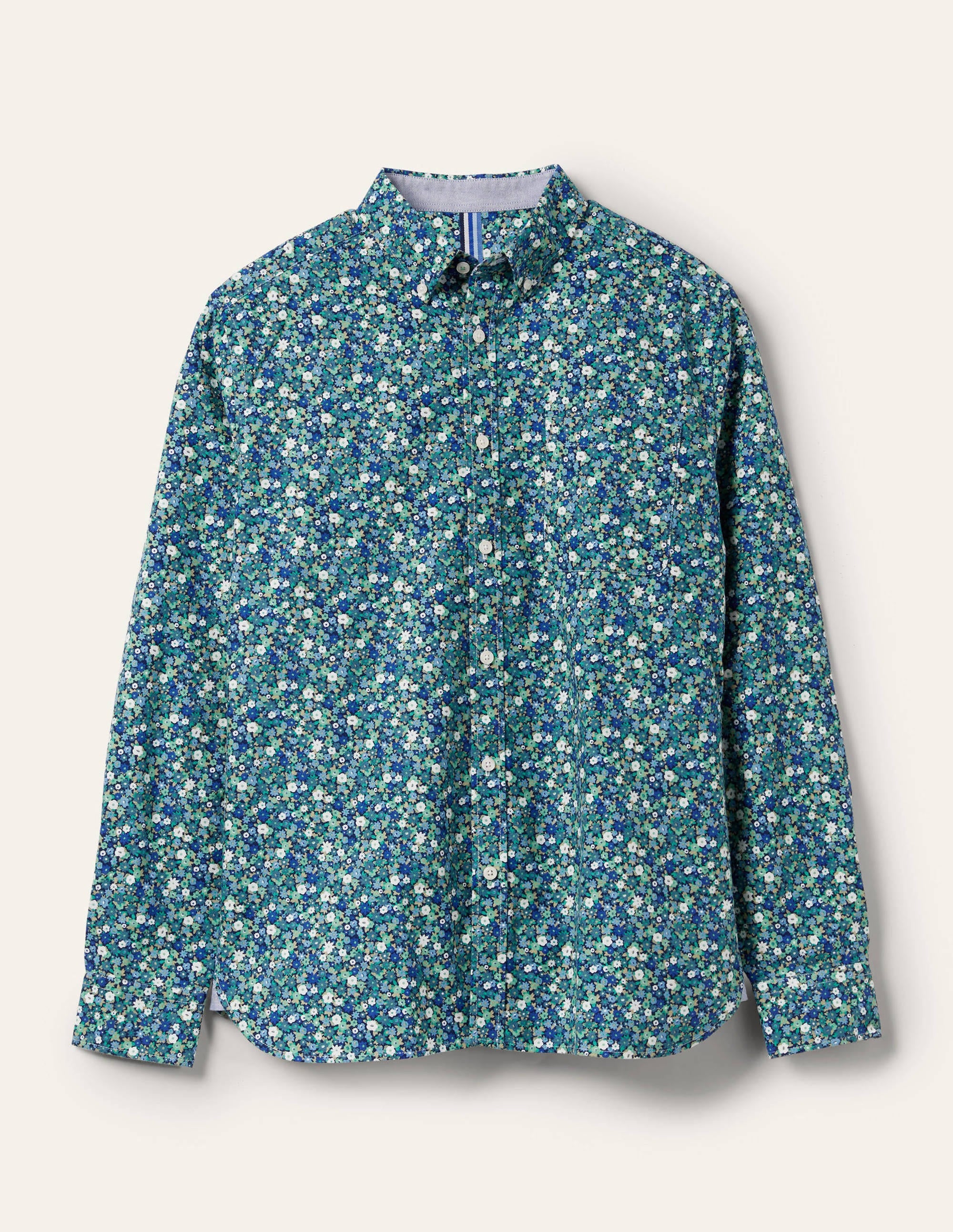 Button Down Oxford Shirt-Absinthe Navy Blue Flowerbed - Image 6