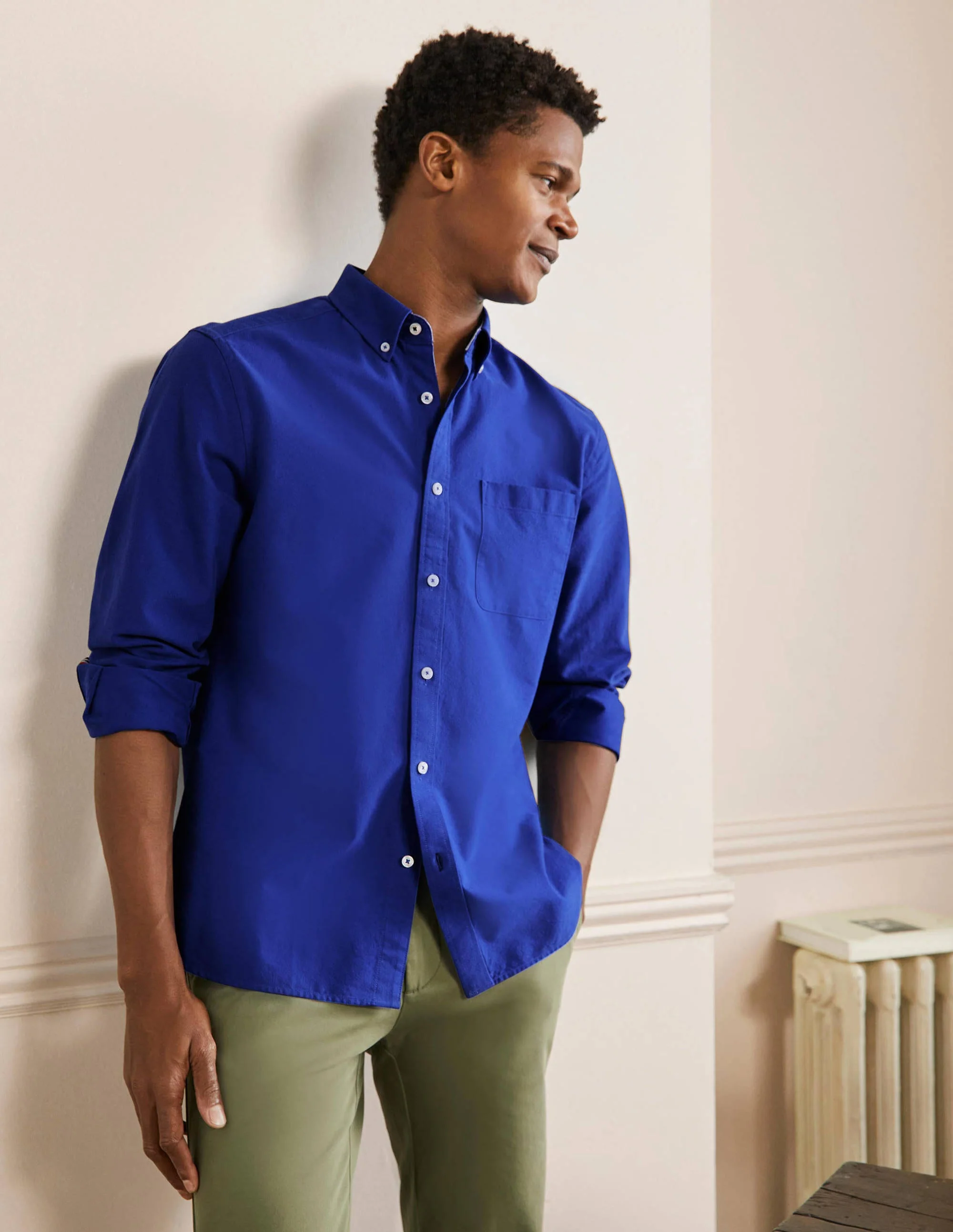 Button Down Oxford Shirt-Bright Blue
