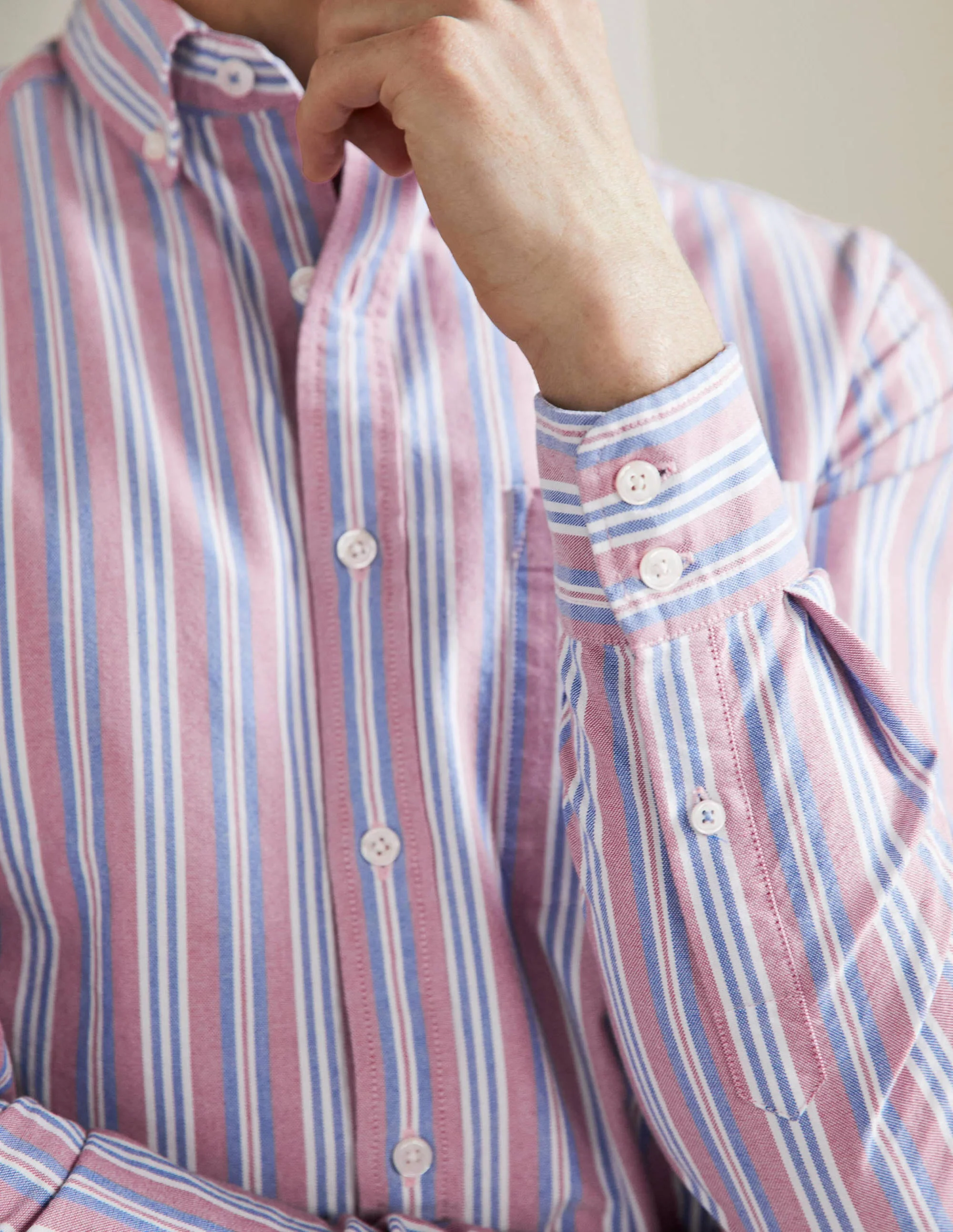 Button Down Oxford Shirt-Dusky Red/ Lapis Blue - Image 2