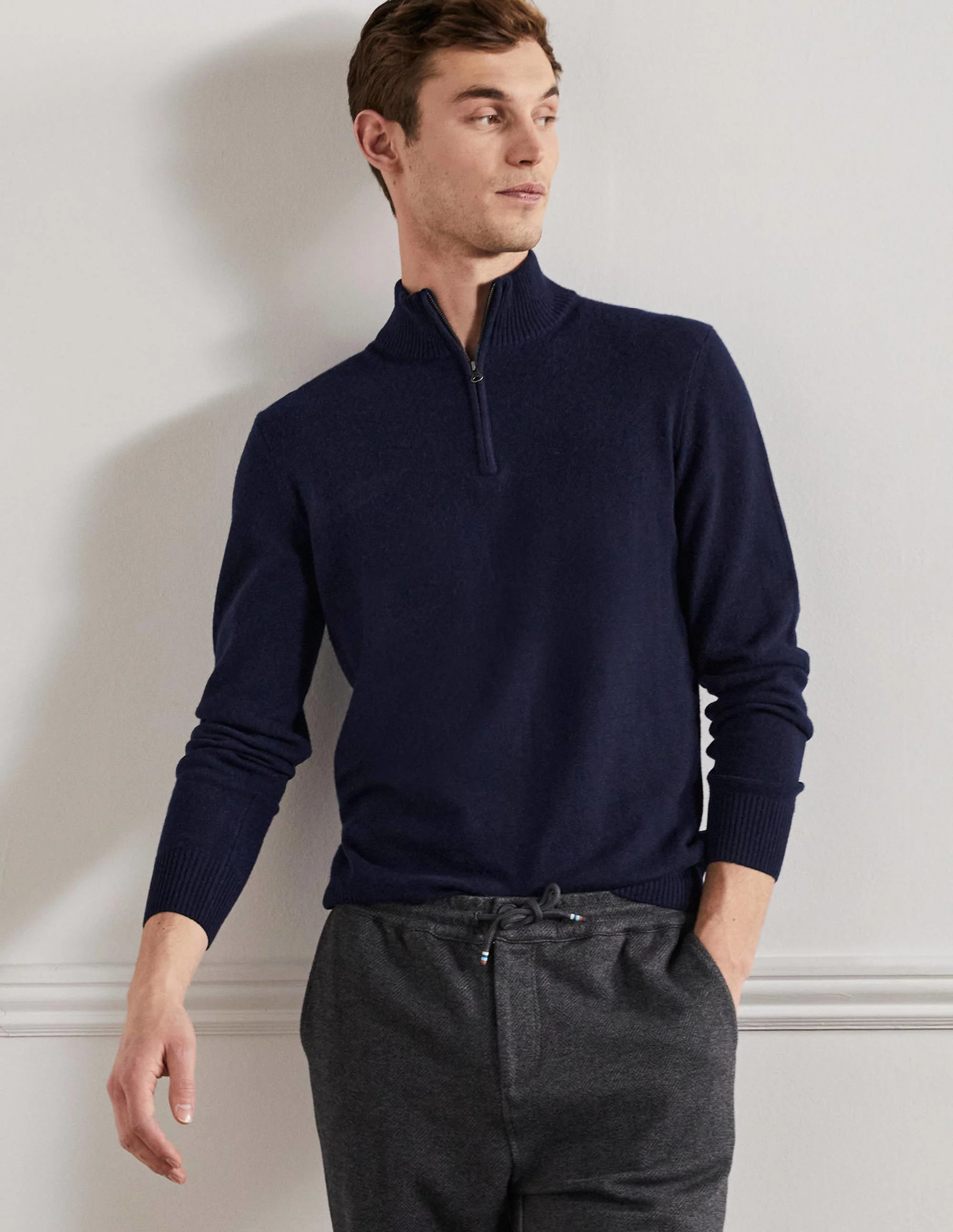 Cashmere Half-Zip Sweater-Navy - Image 4