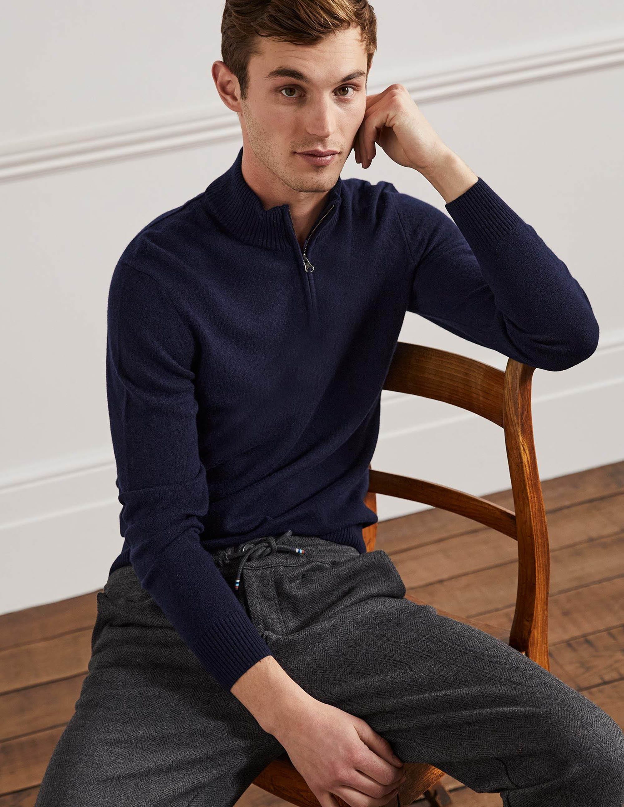 Cashmere Half-Zip Sweater-Navy - Image 5