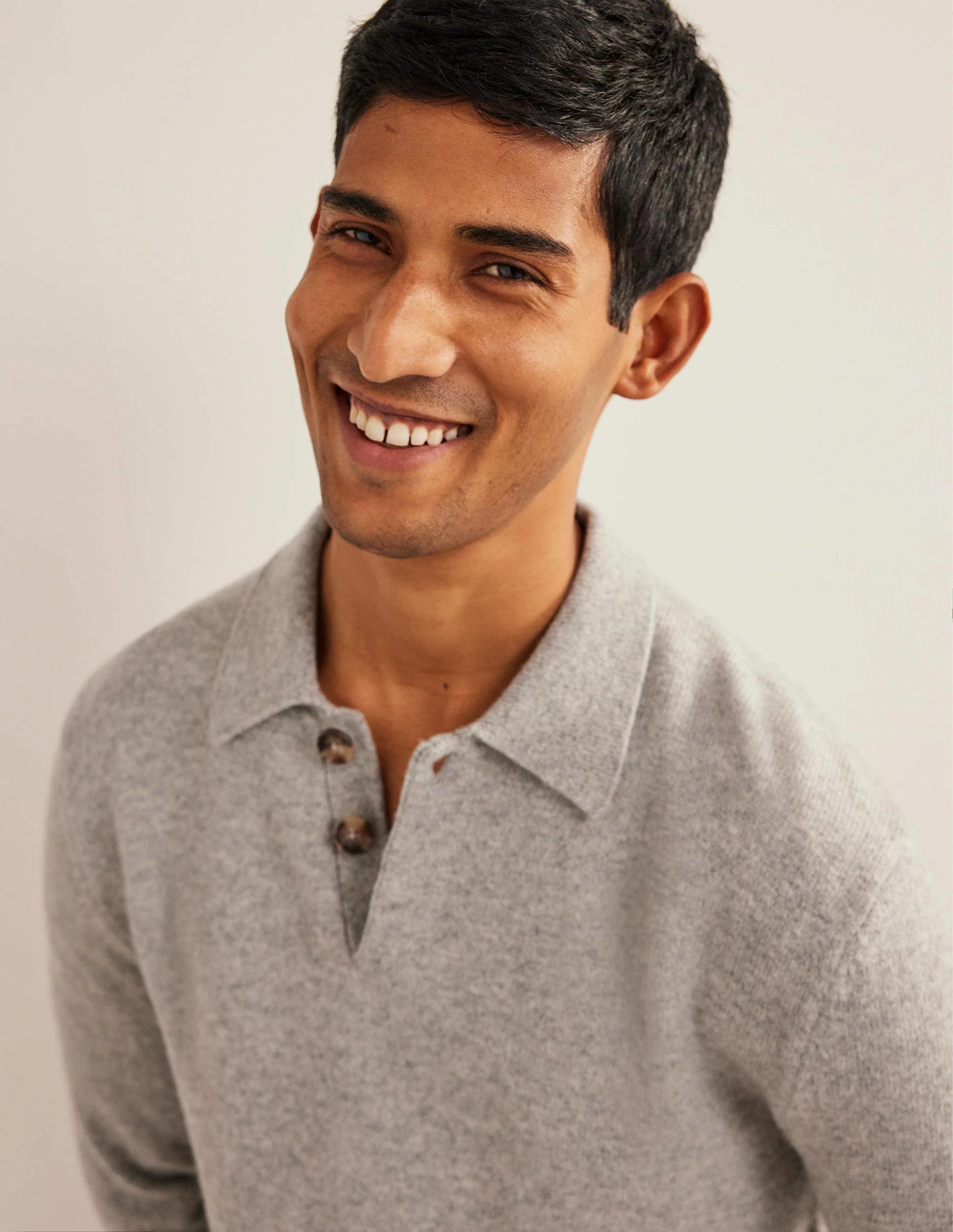Collar Sweater-Light Grey Melange - Image 2