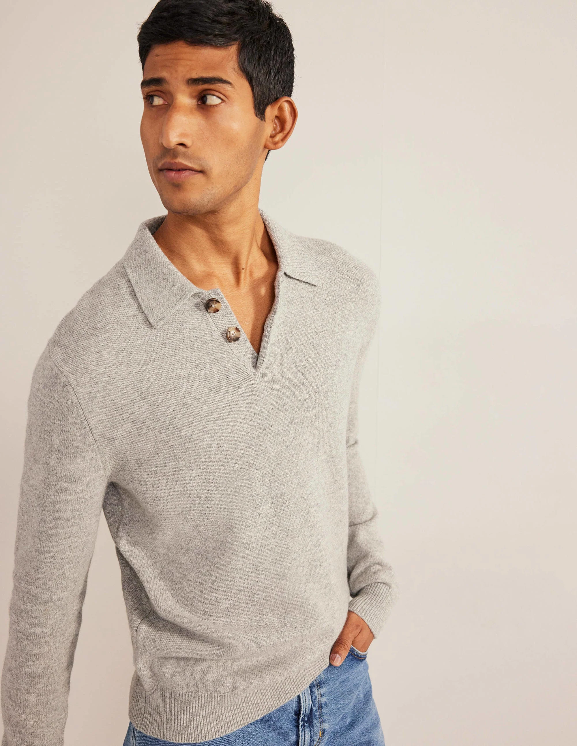 Collar Sweater-Light Grey Melange - Image 4