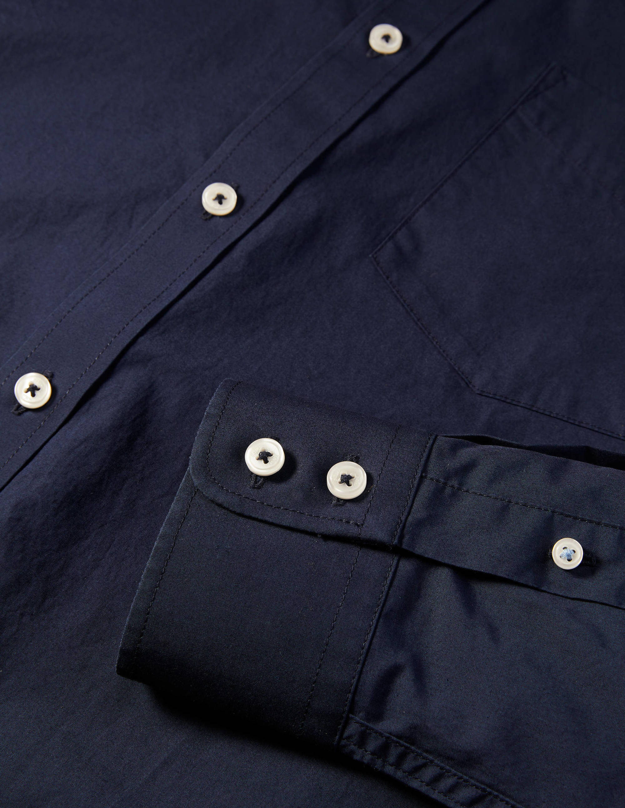 Cutaway Collar Poplin Shirt-Navy - Image 7