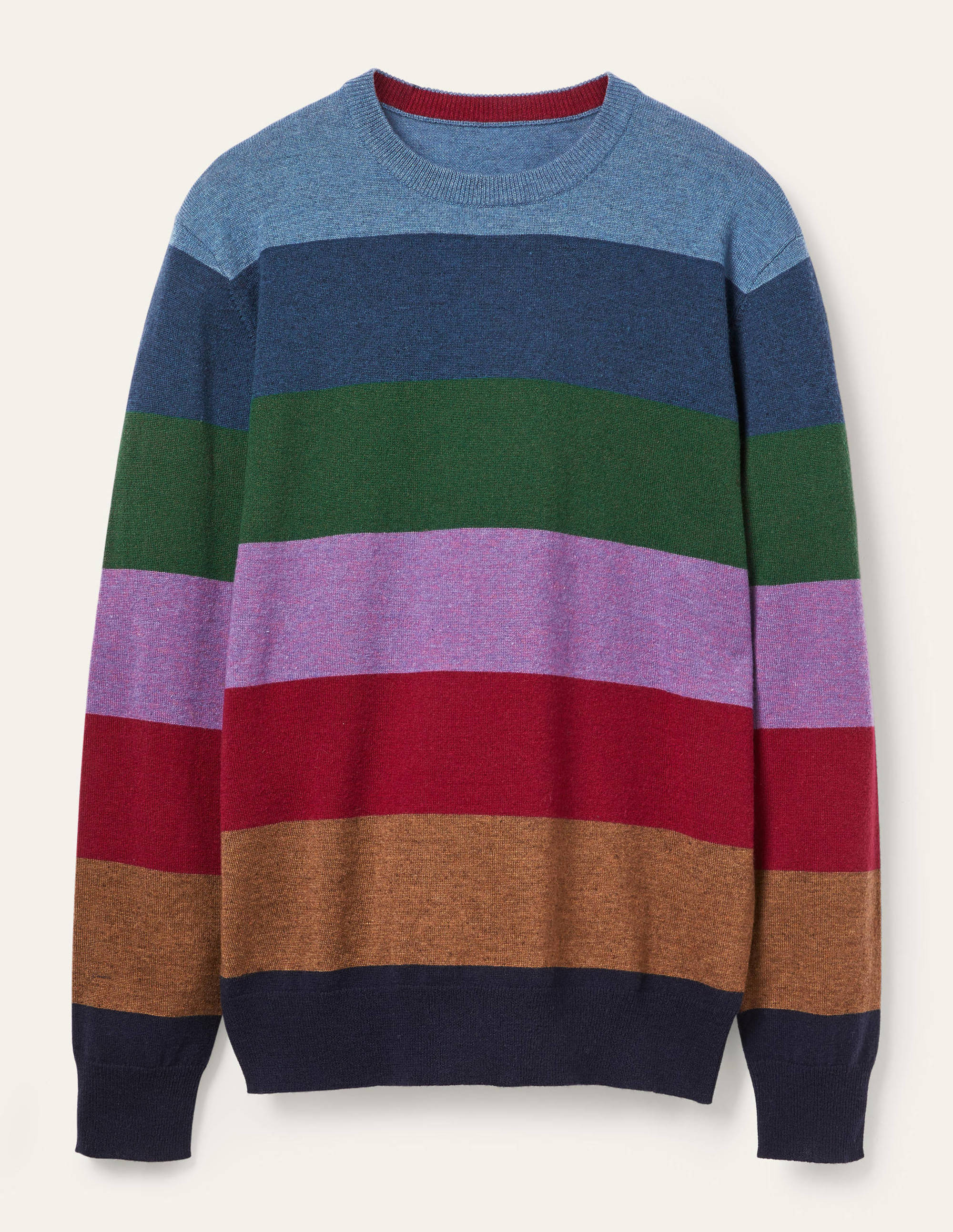Lambswool Blend Crew Neck-Rainbow Stripe - Image 5