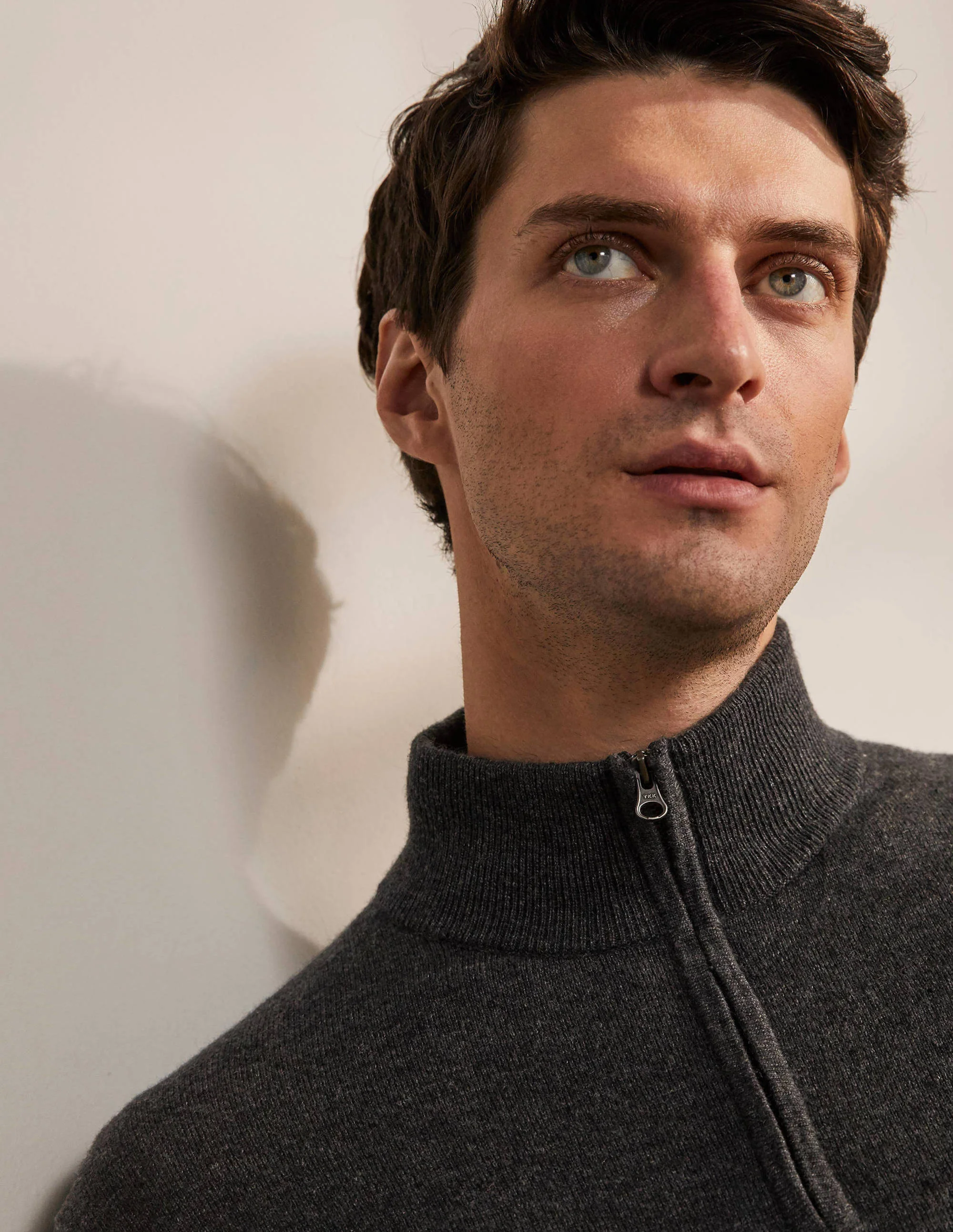 Lambswool Blend Half-Zip-Charcoal Melange - Image 4