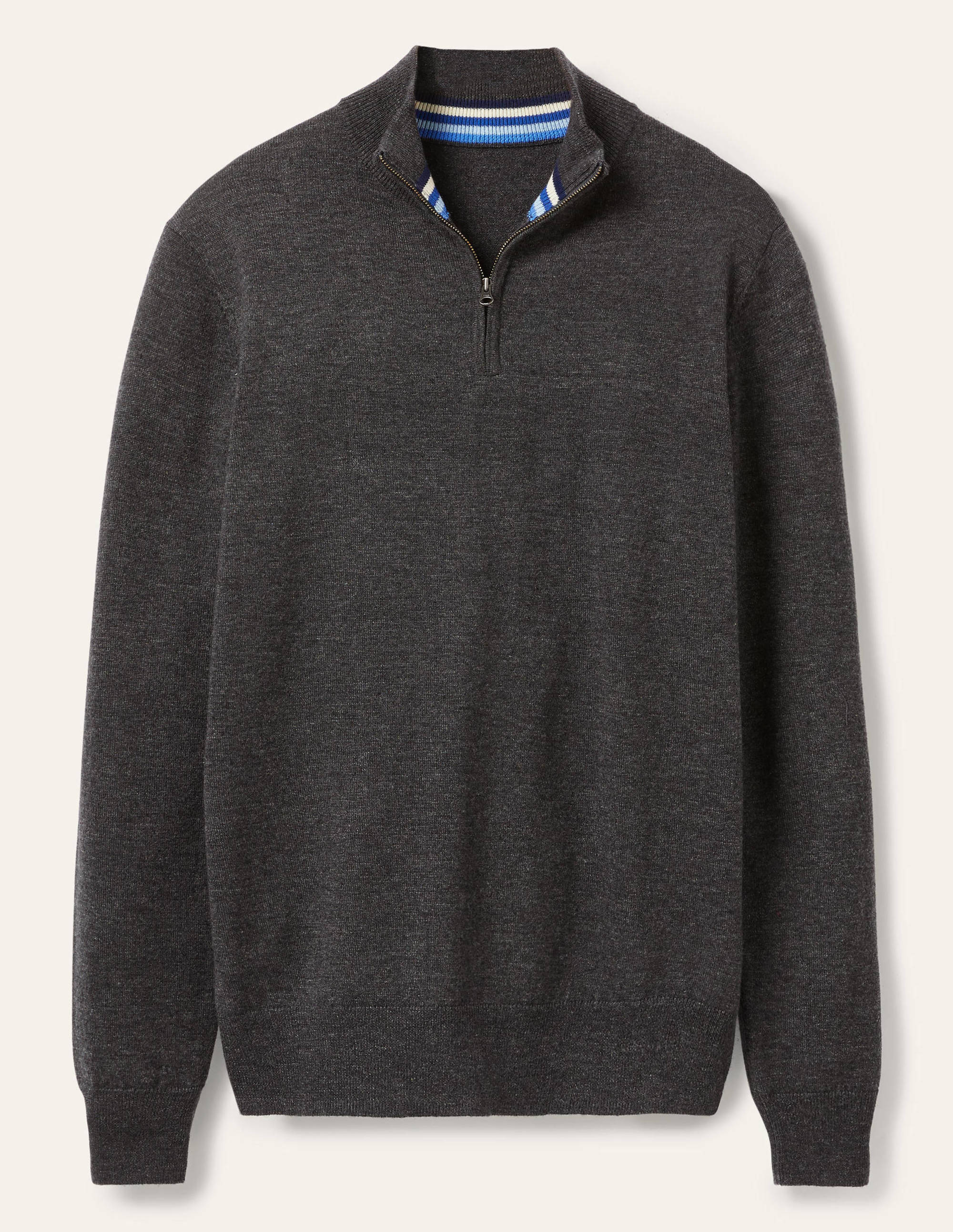 Lambswool Blend Half-Zip-Charcoal Melange - Image 5