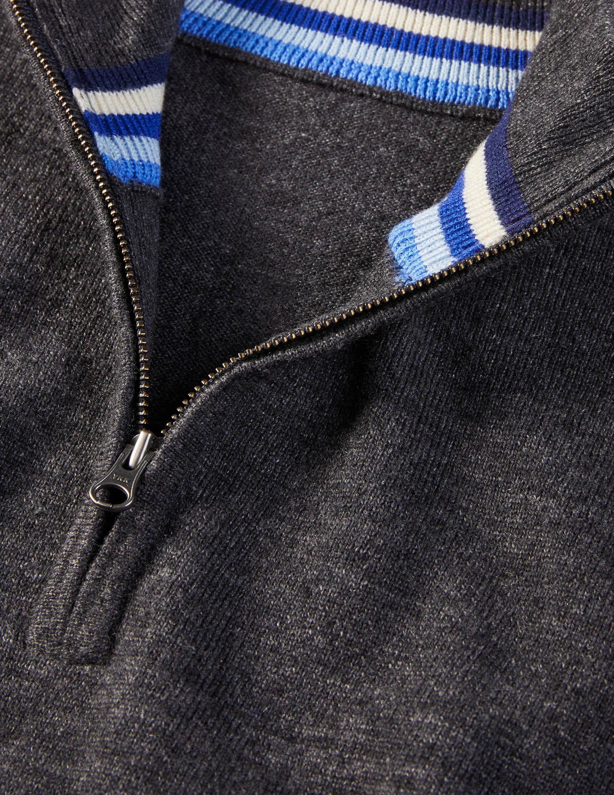 Lambswool Blend Half-Zip-Charcoal Melange - Image 6
