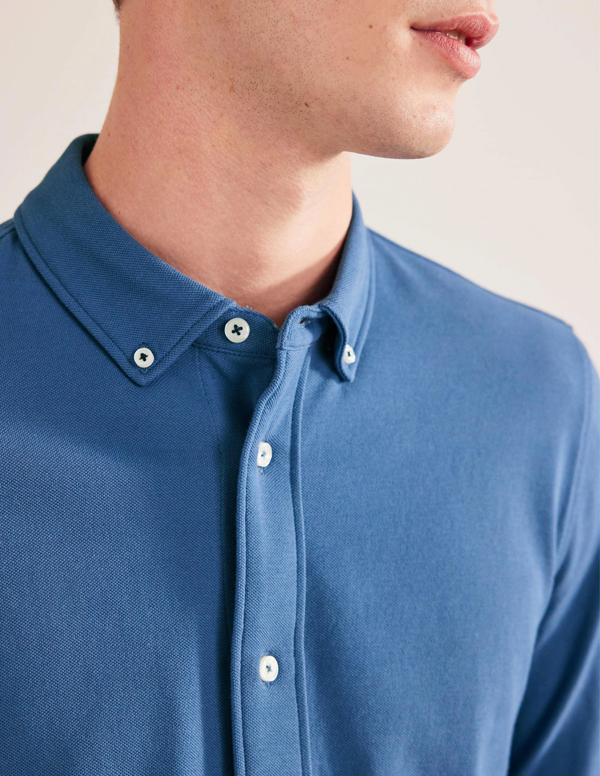 Lightweight Pique Shirt-True Navy - Image 2