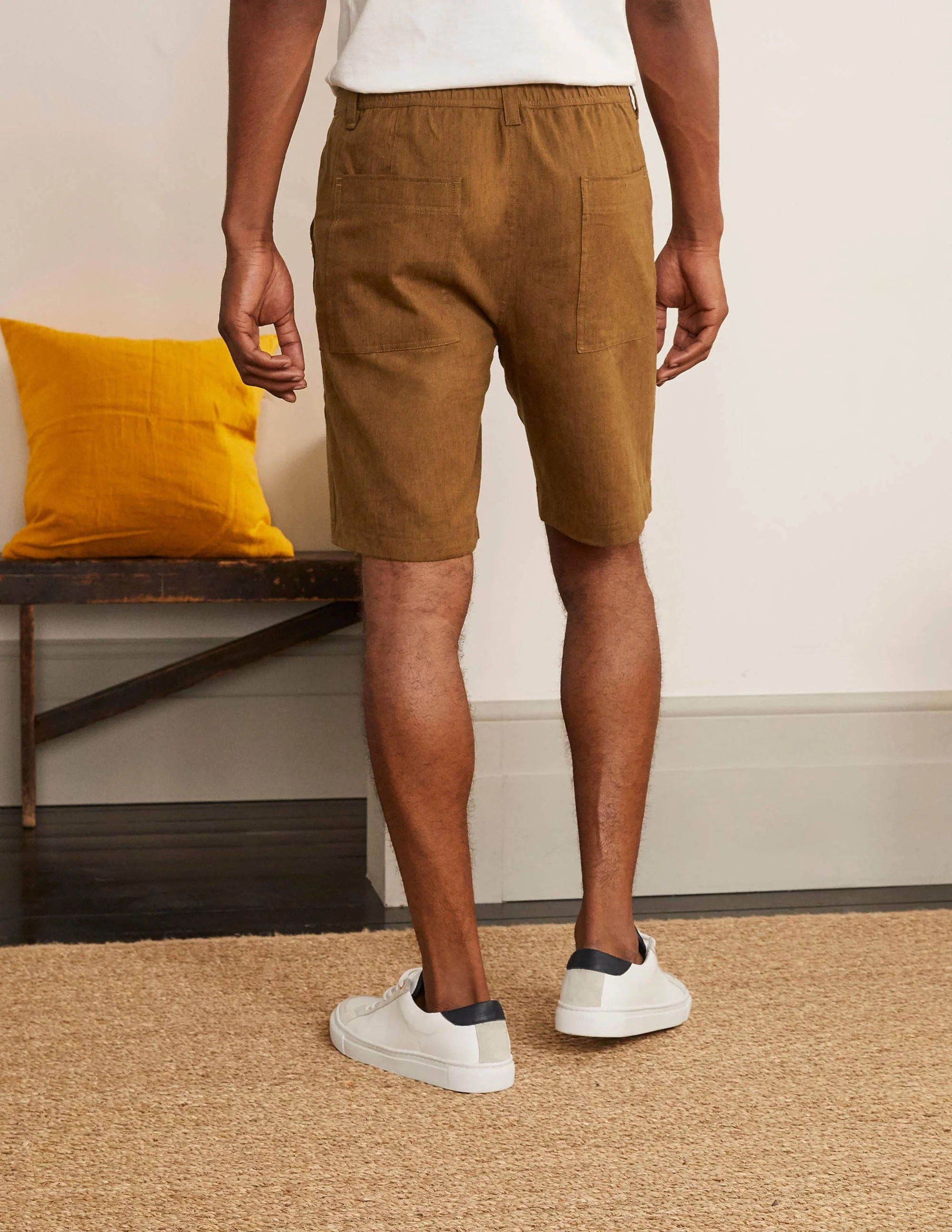 Linen Blend Easy Shorts-Toast - Image 3