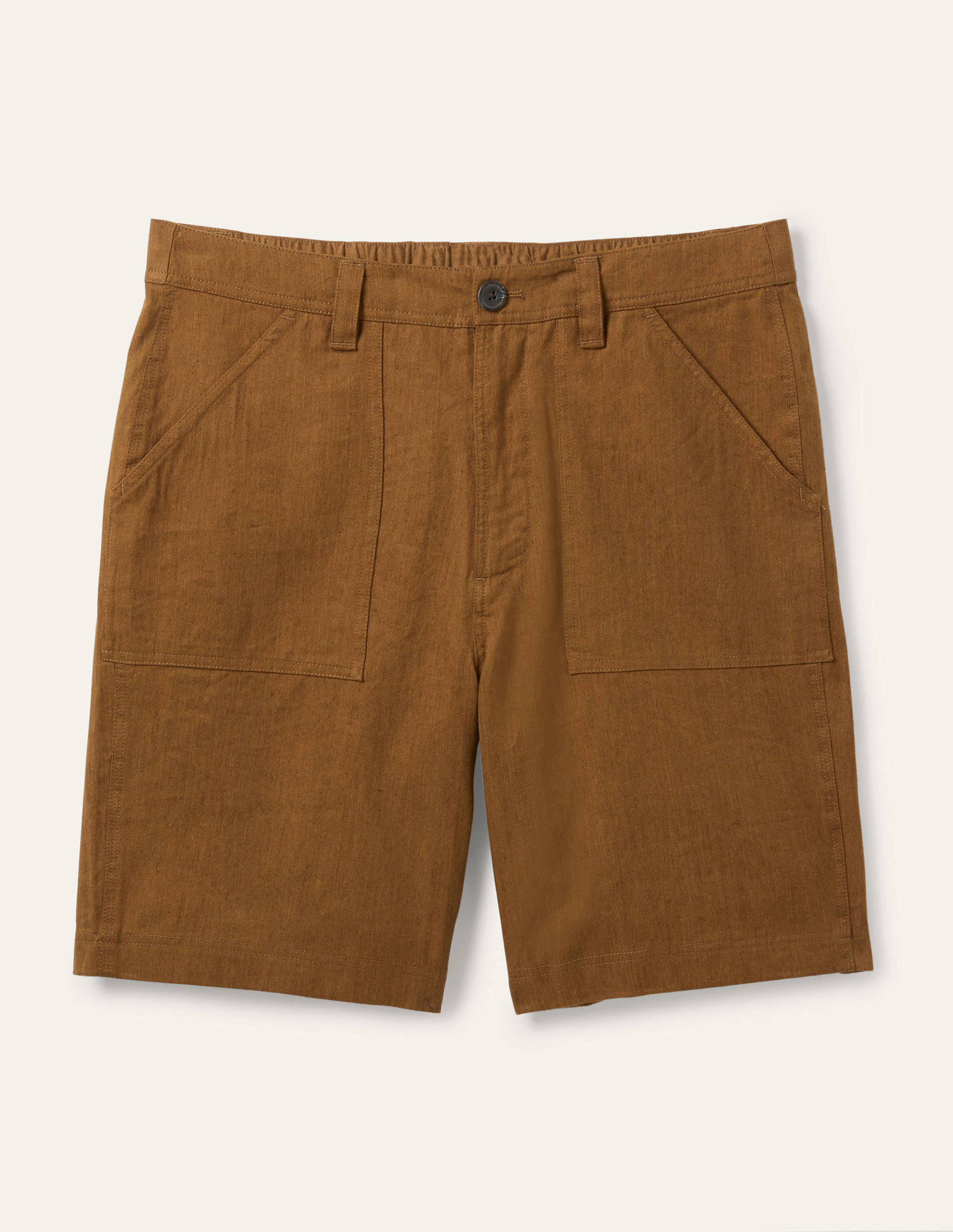 Linen Blend Easy Shorts-Toast - Image 5