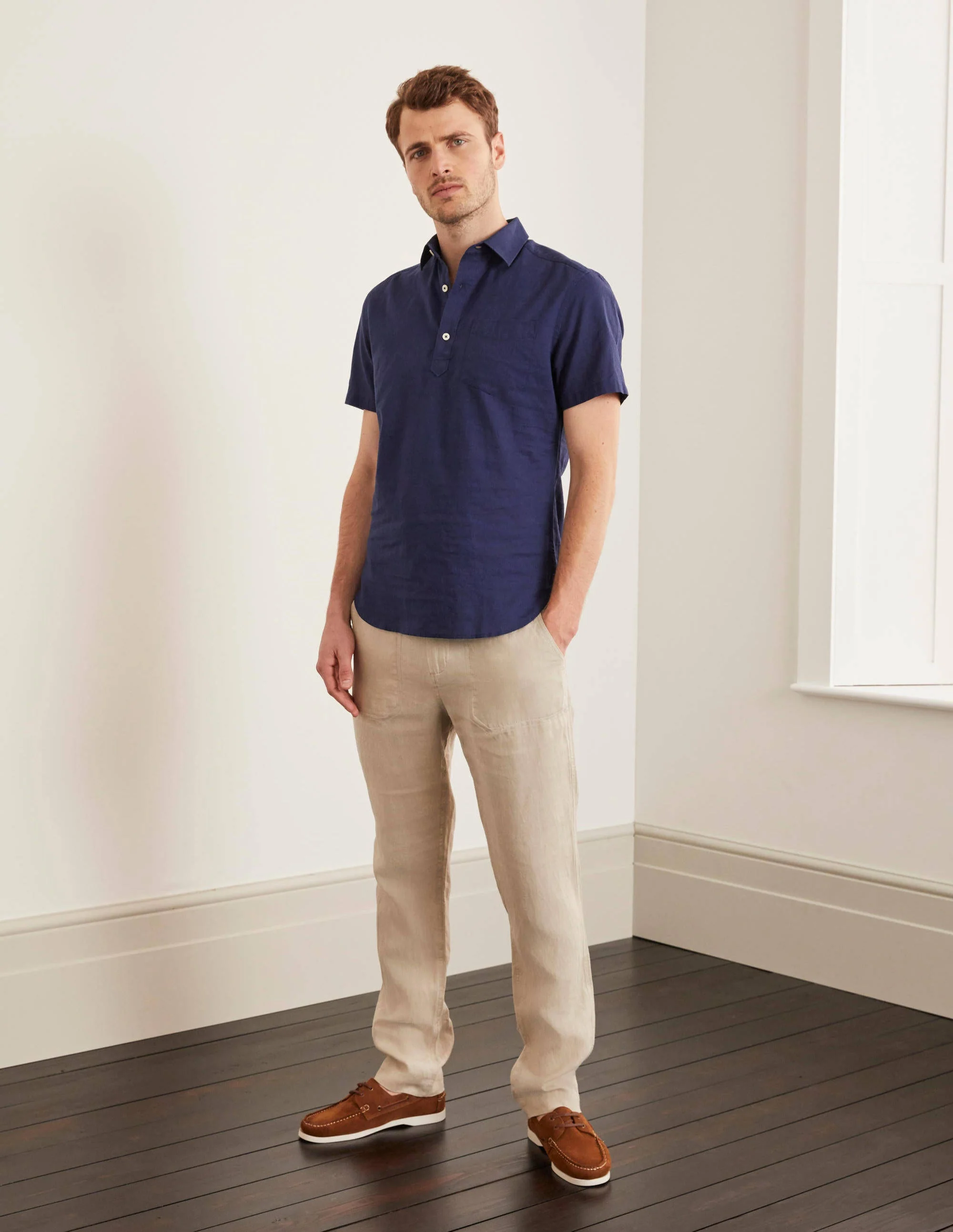 Relaxed Linen Trousers-Stone