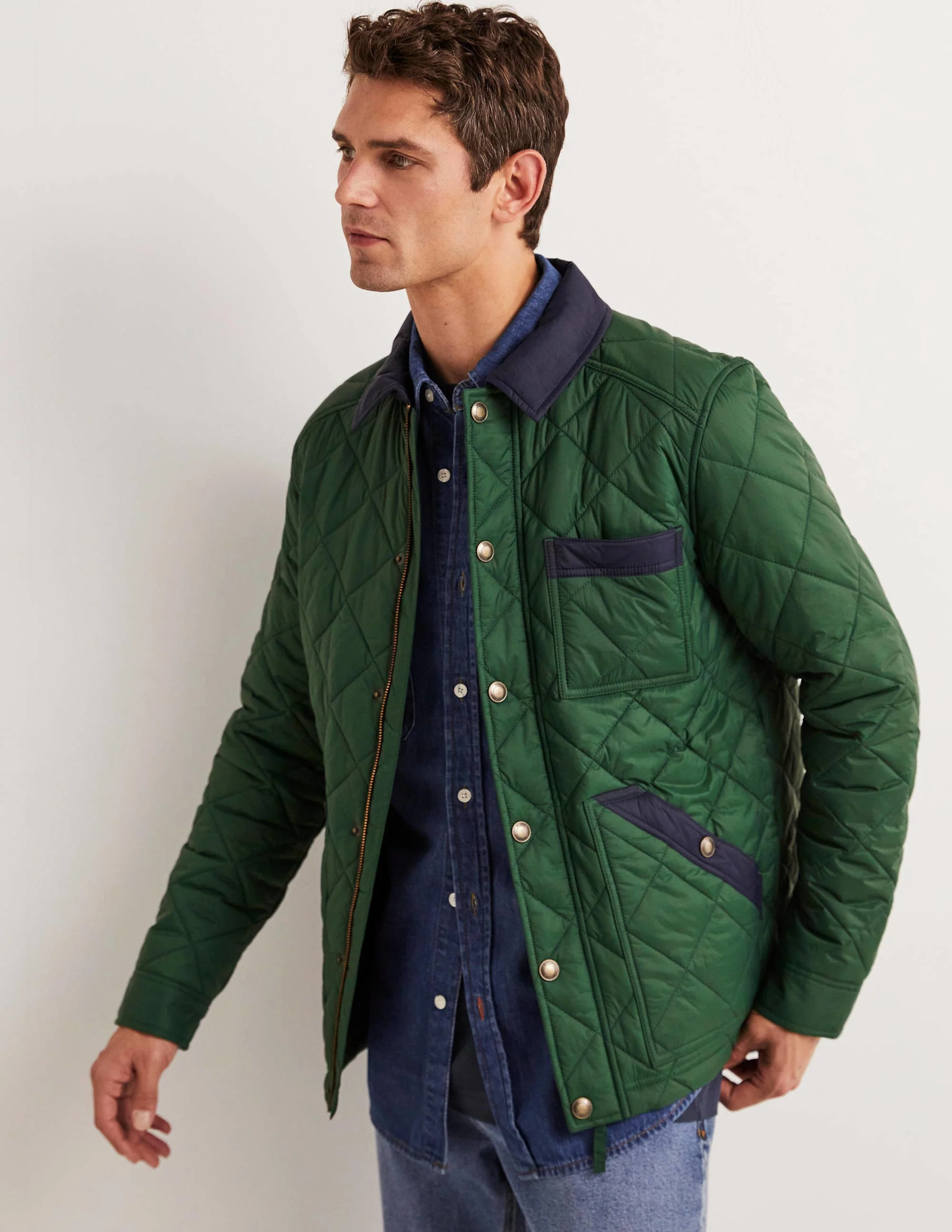 Short Quilted Jacket-Alligator Green