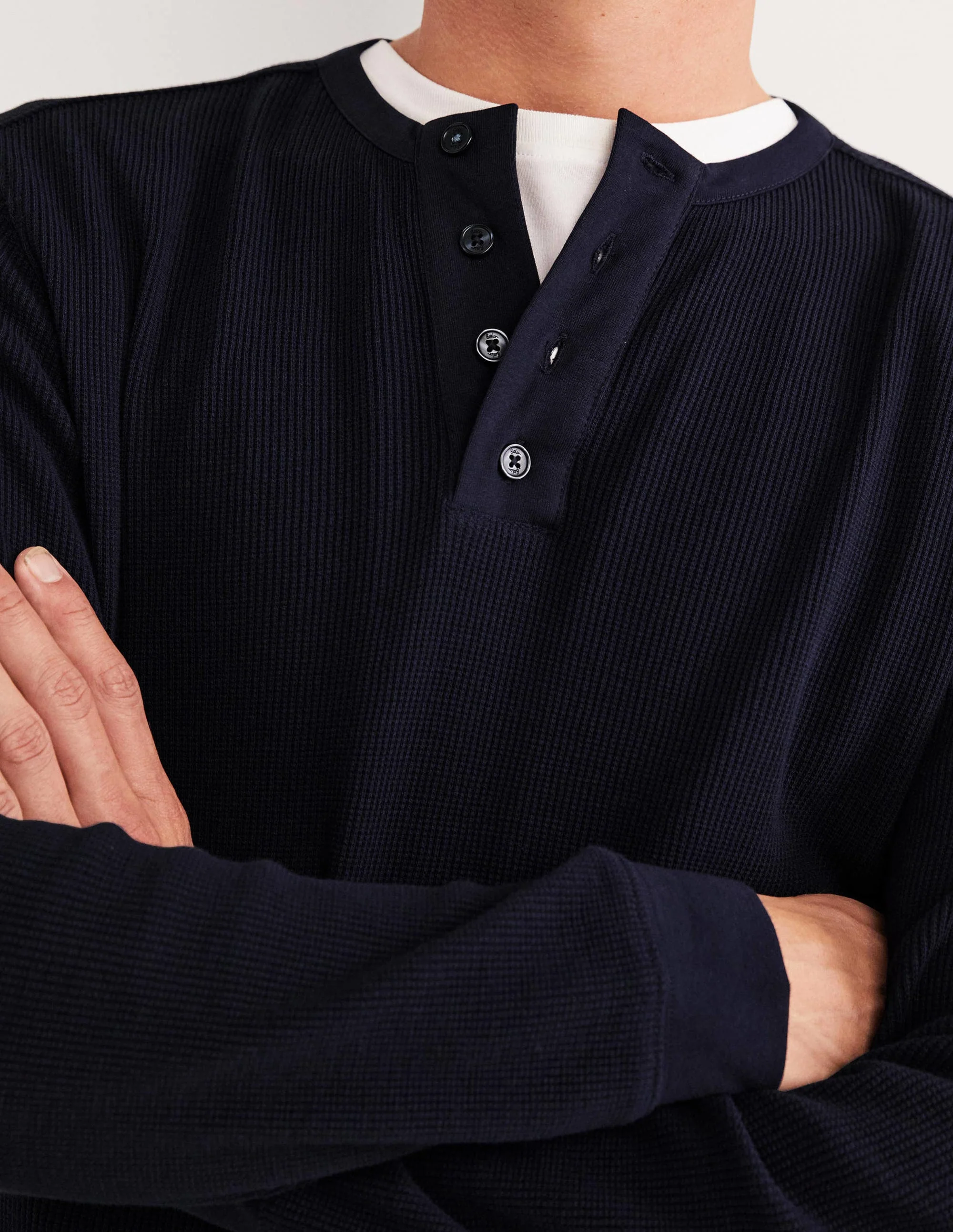 Waffle Henley-Navy - Image 3