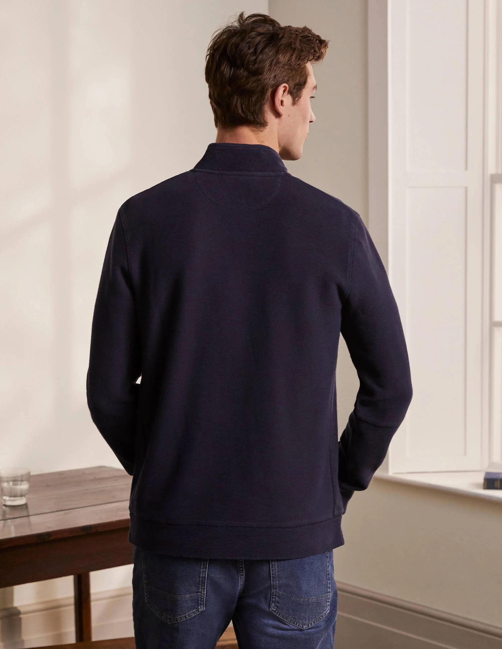 Winsford Twill Half-Zip Top-Navy - Image 3