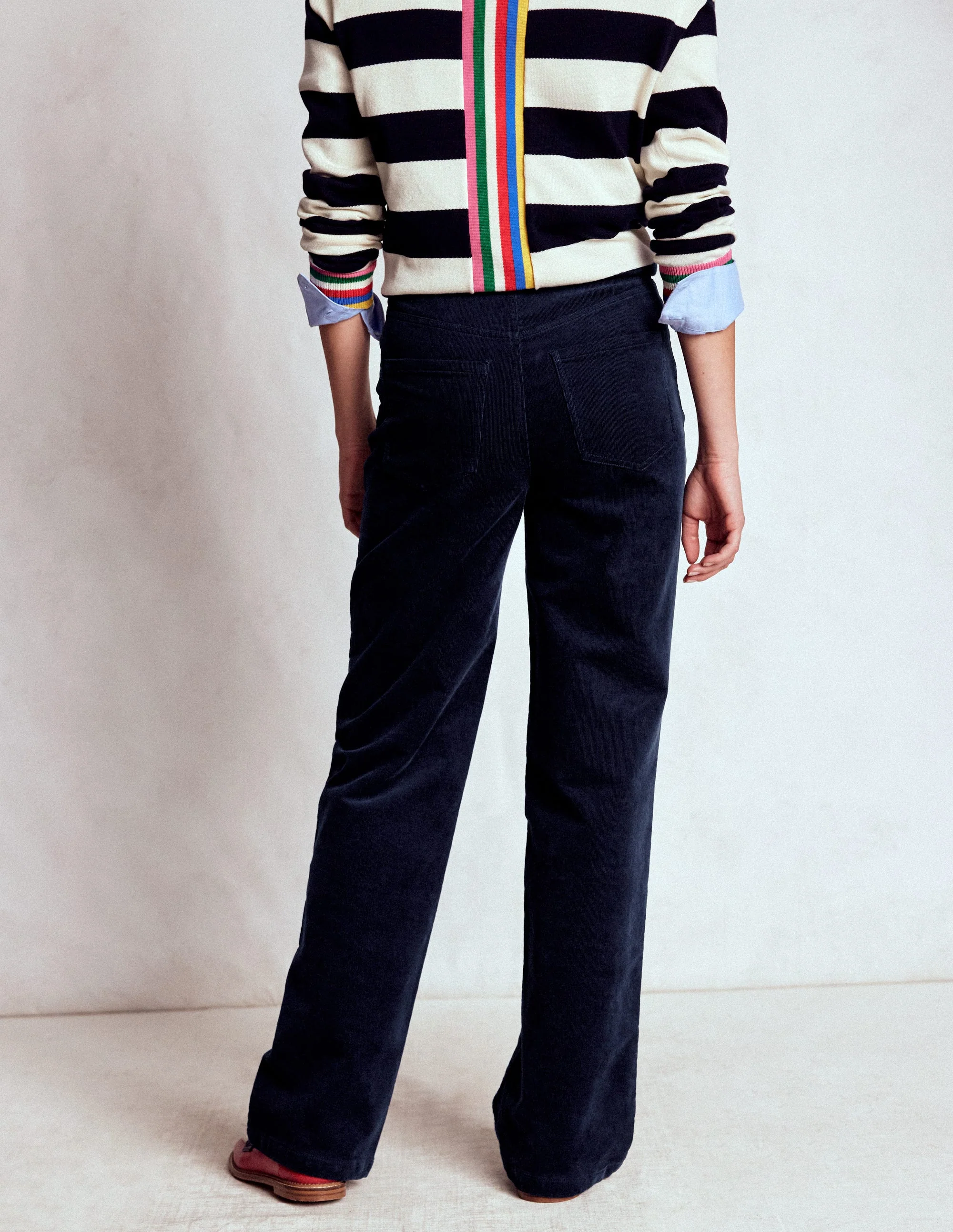 5-Pocket Cord Column Jeans-Navy - Image 3
