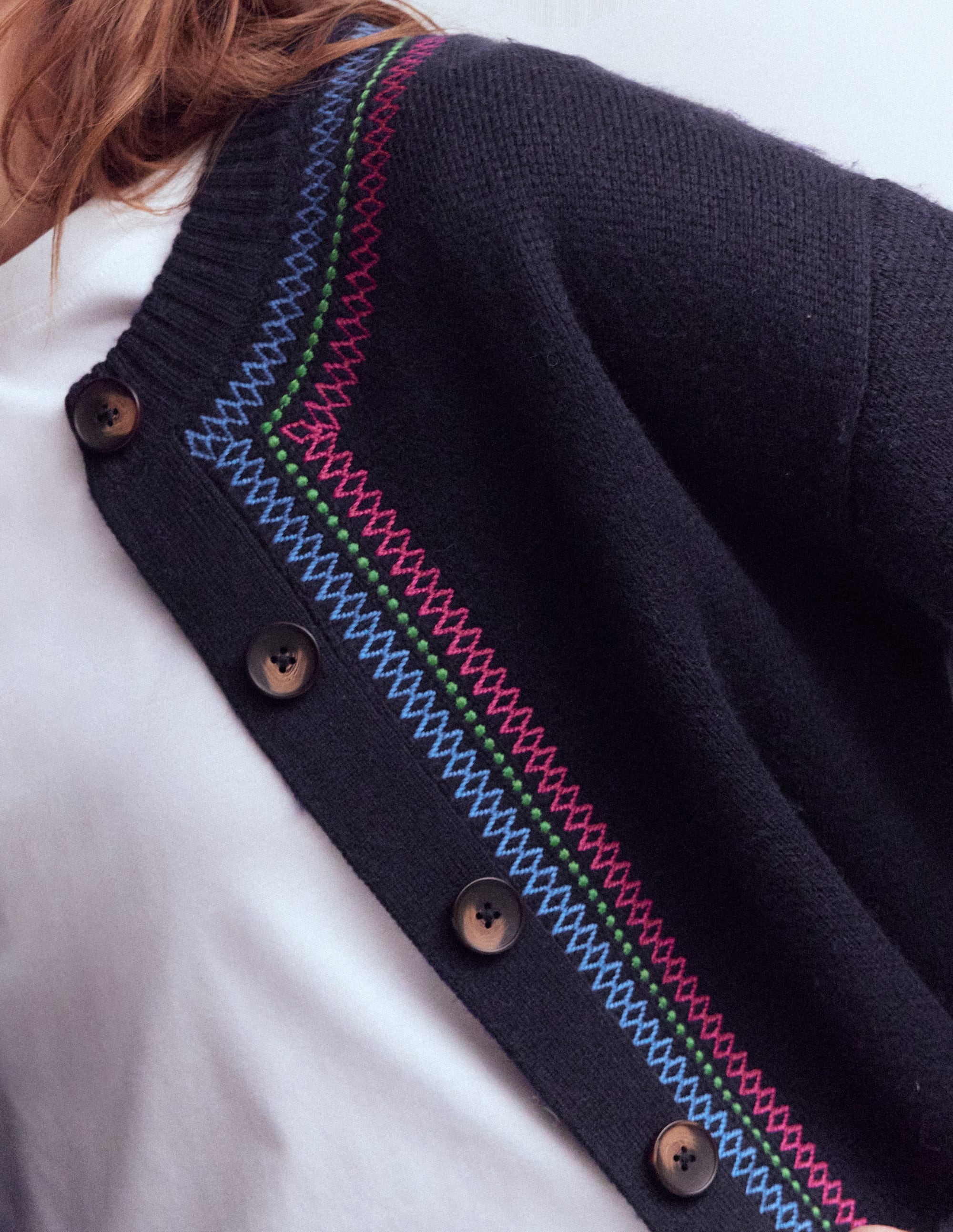 Abi Jacquard Cardigan-Navy, Tiger - Image 2